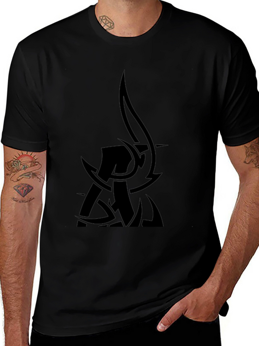 Mens Black Graphic Tee - Tribal Design