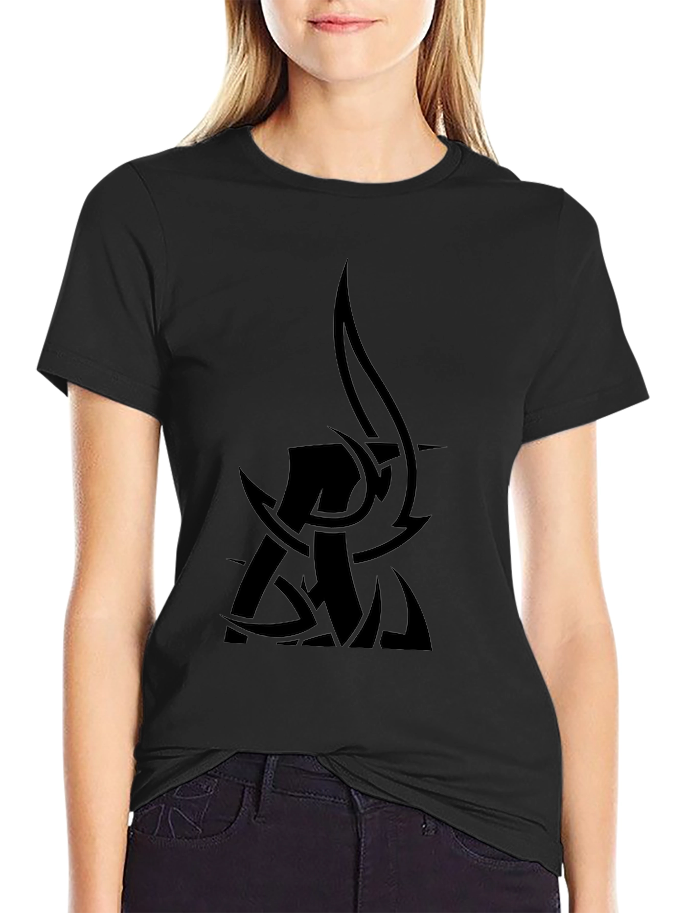 Mens Black Graphic Tee - Tribal Design
