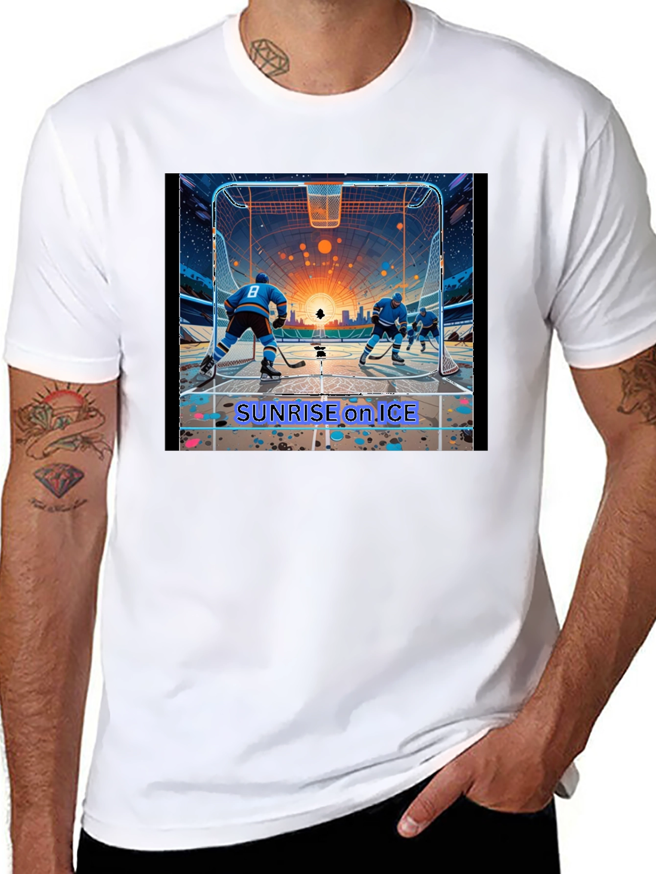 Sunrise on Ice Hockey Graphic Tee