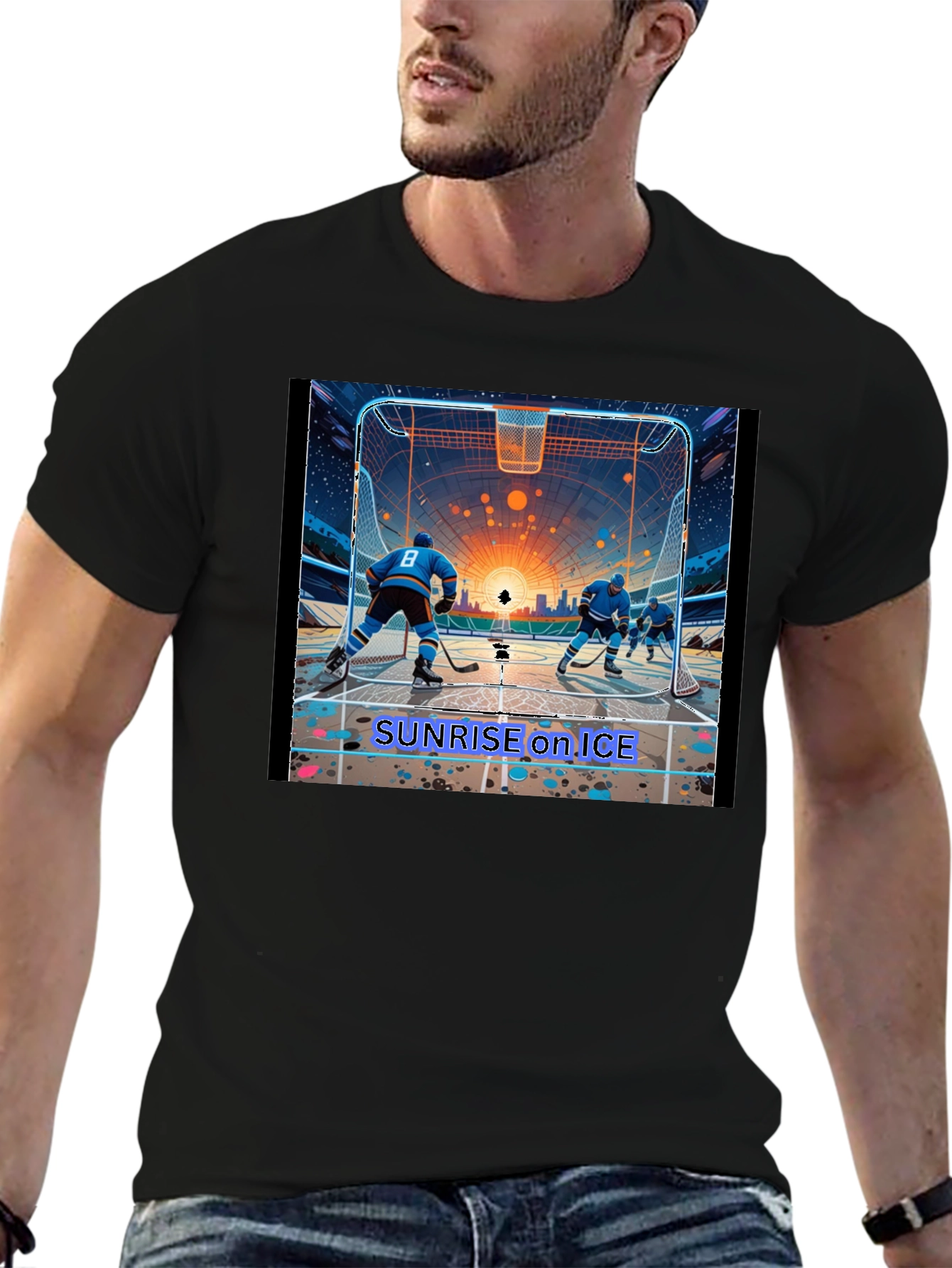 Sunrise on Ice Hockey Graphic Tee
