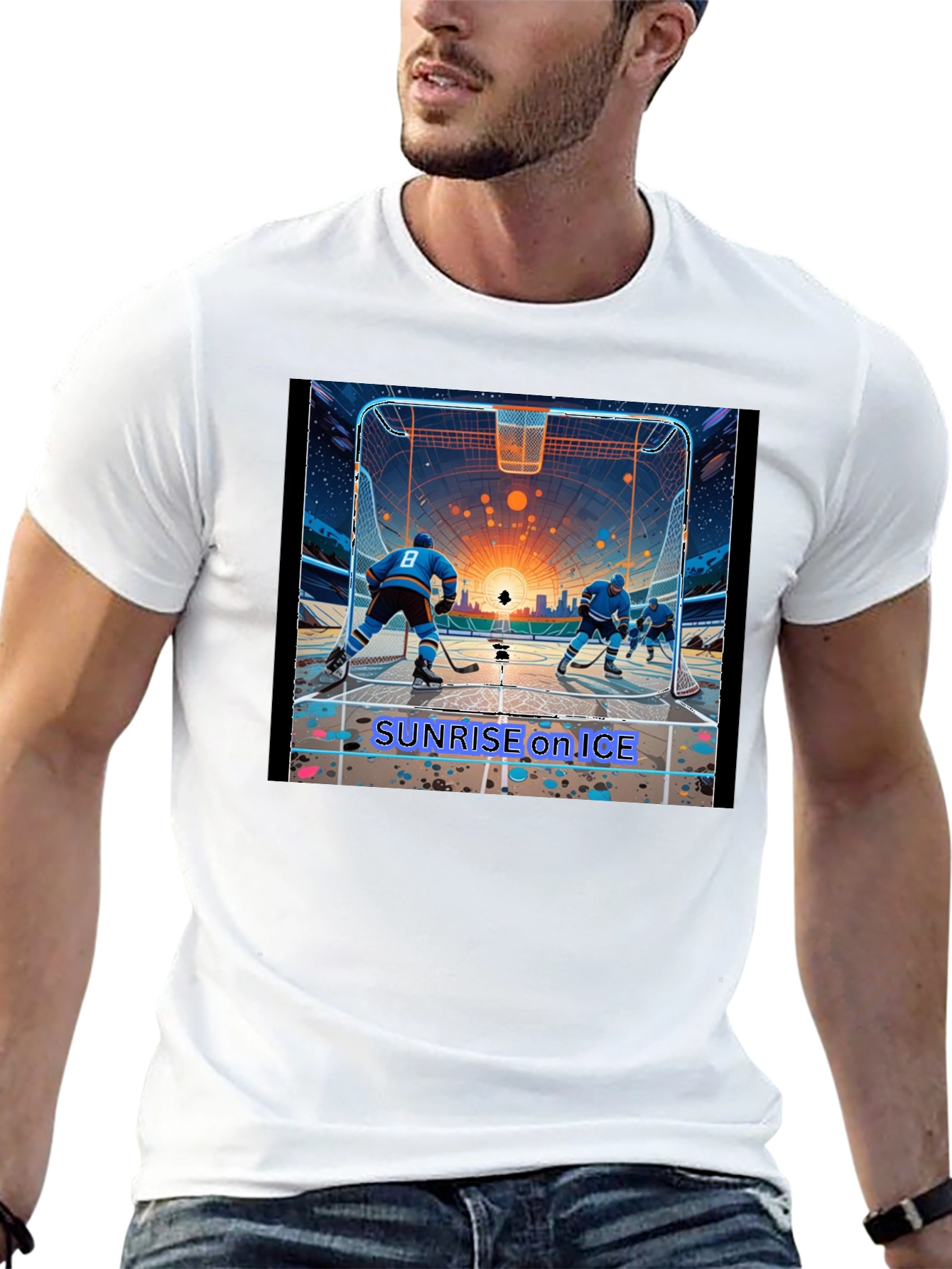 Sunrise on Ice Hockey Graphic Tee