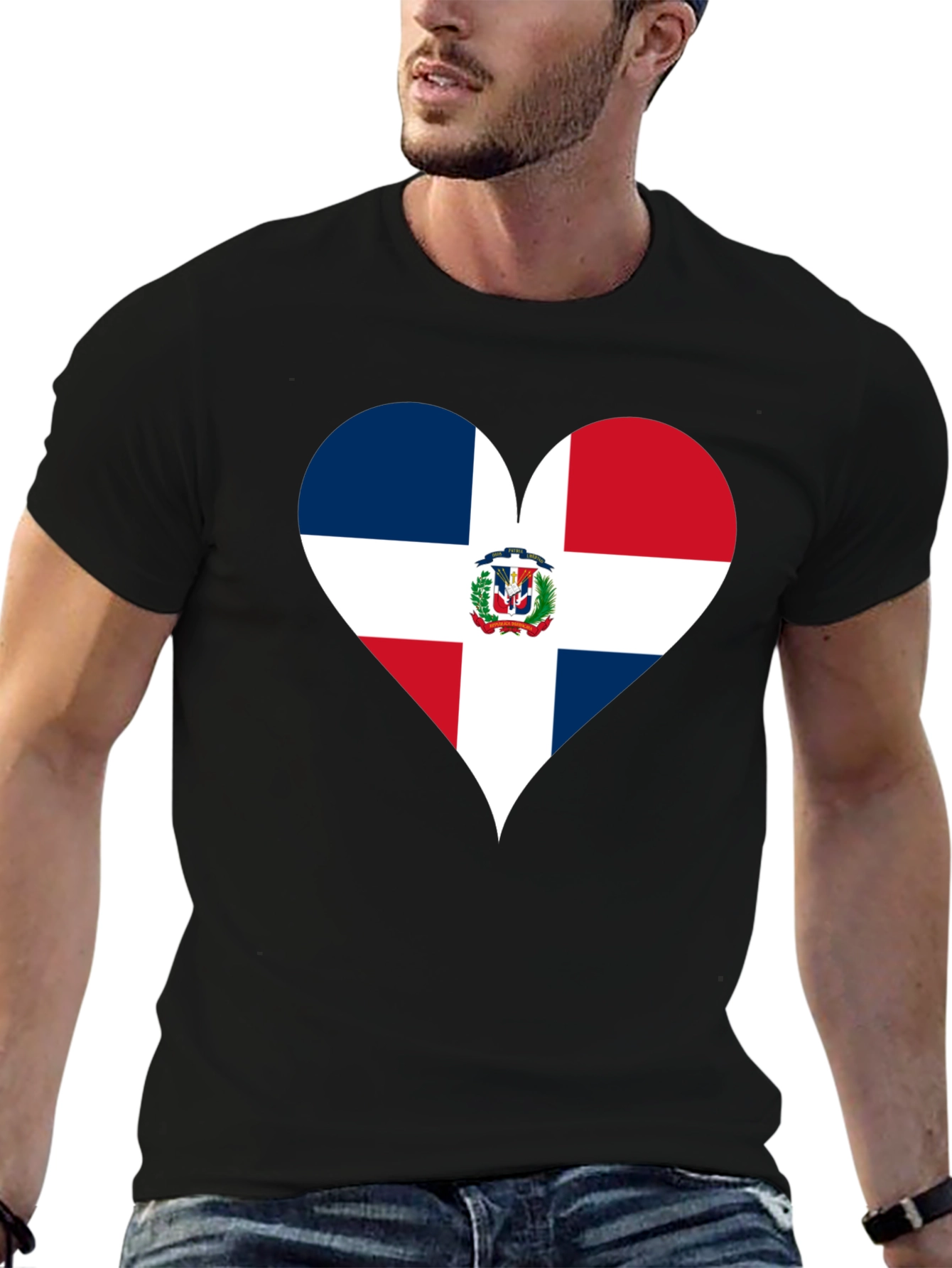 Dominican Republic Flag Heart T-Shirt