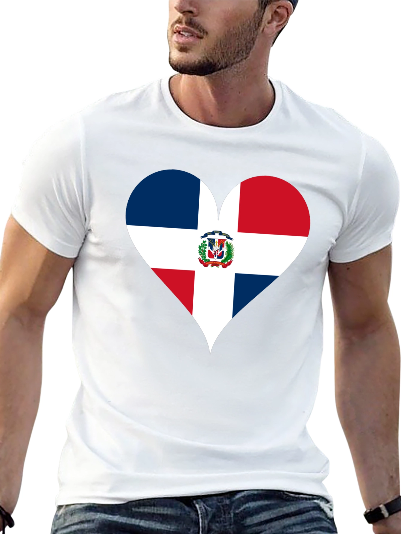 Dominican Republic Flag Heart T-Shirt