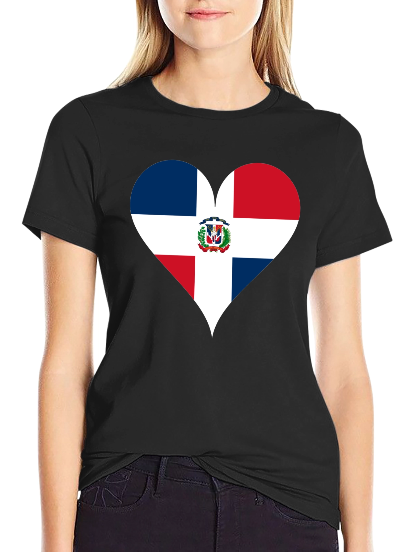 Dominican Republic Flag Heart T-Shirt