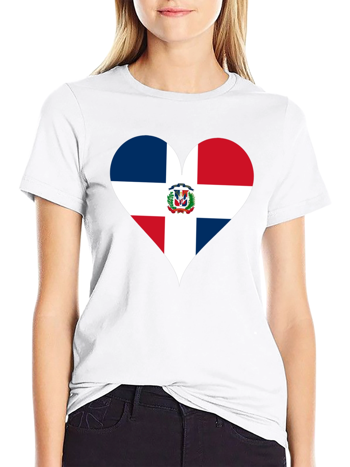 Dominican Republic Flag Heart T-Shirt