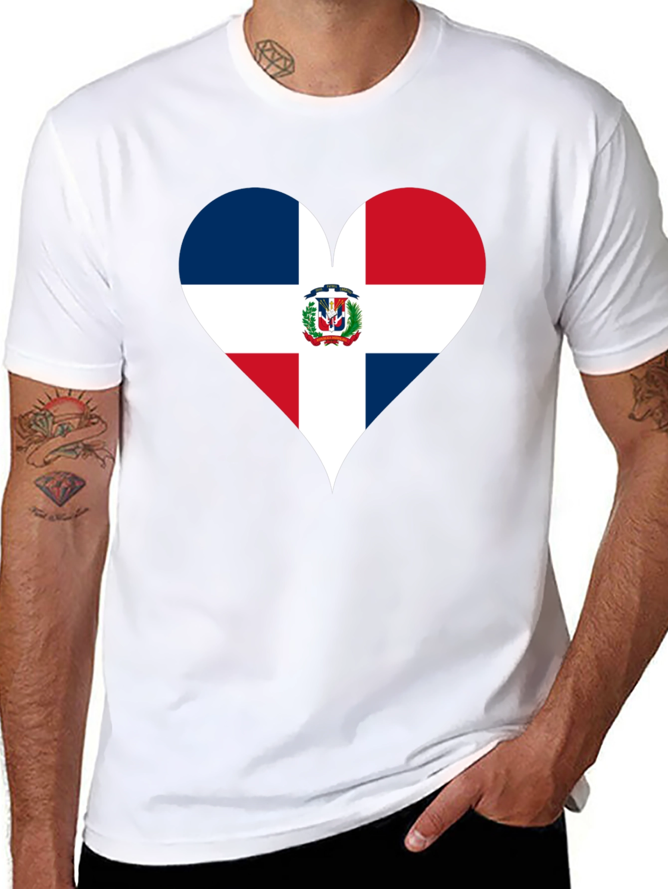 Dominican Republic Flag Heart T-Shirt