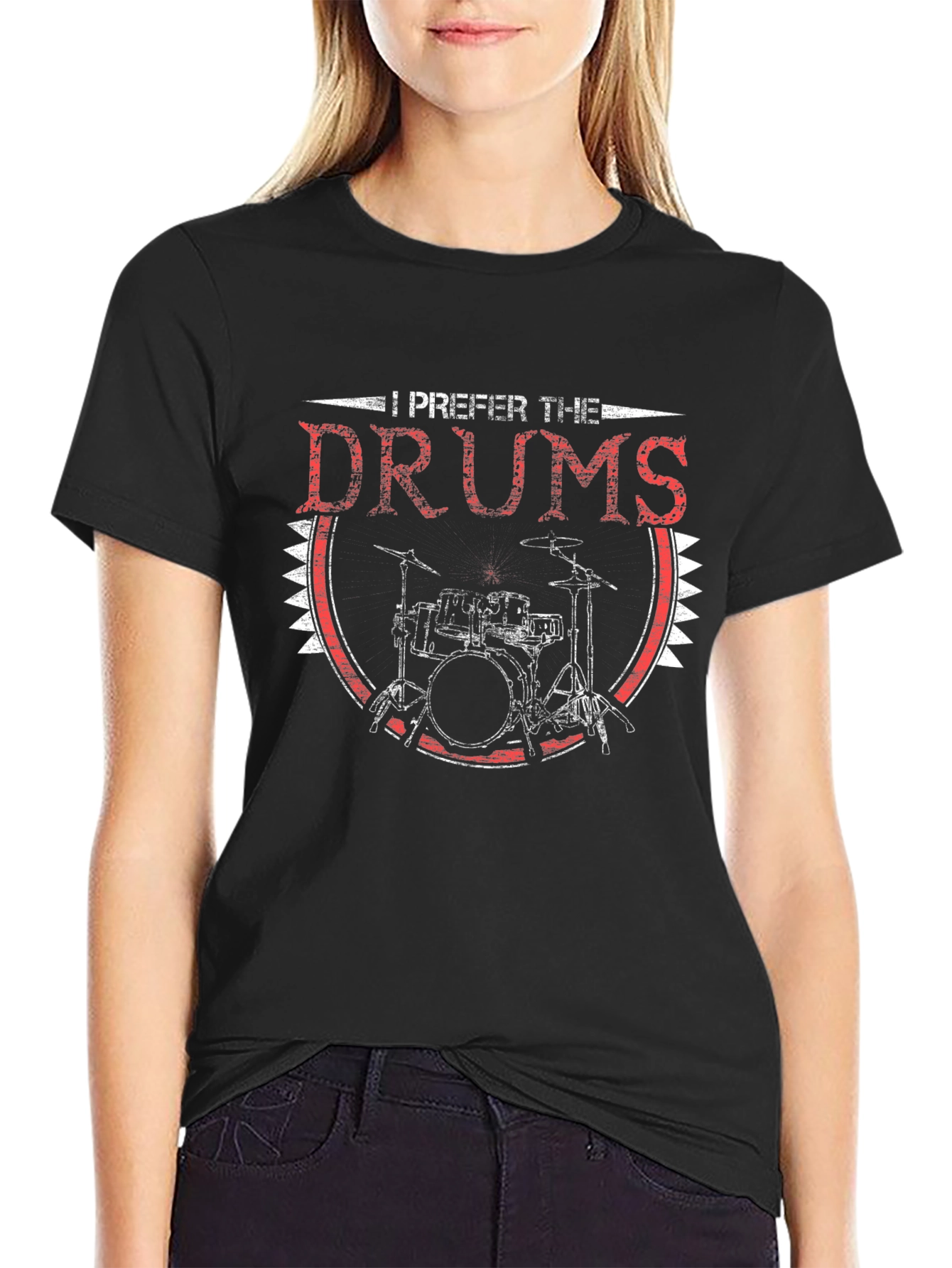 I Prefer The Drums Graphic Tee - Black