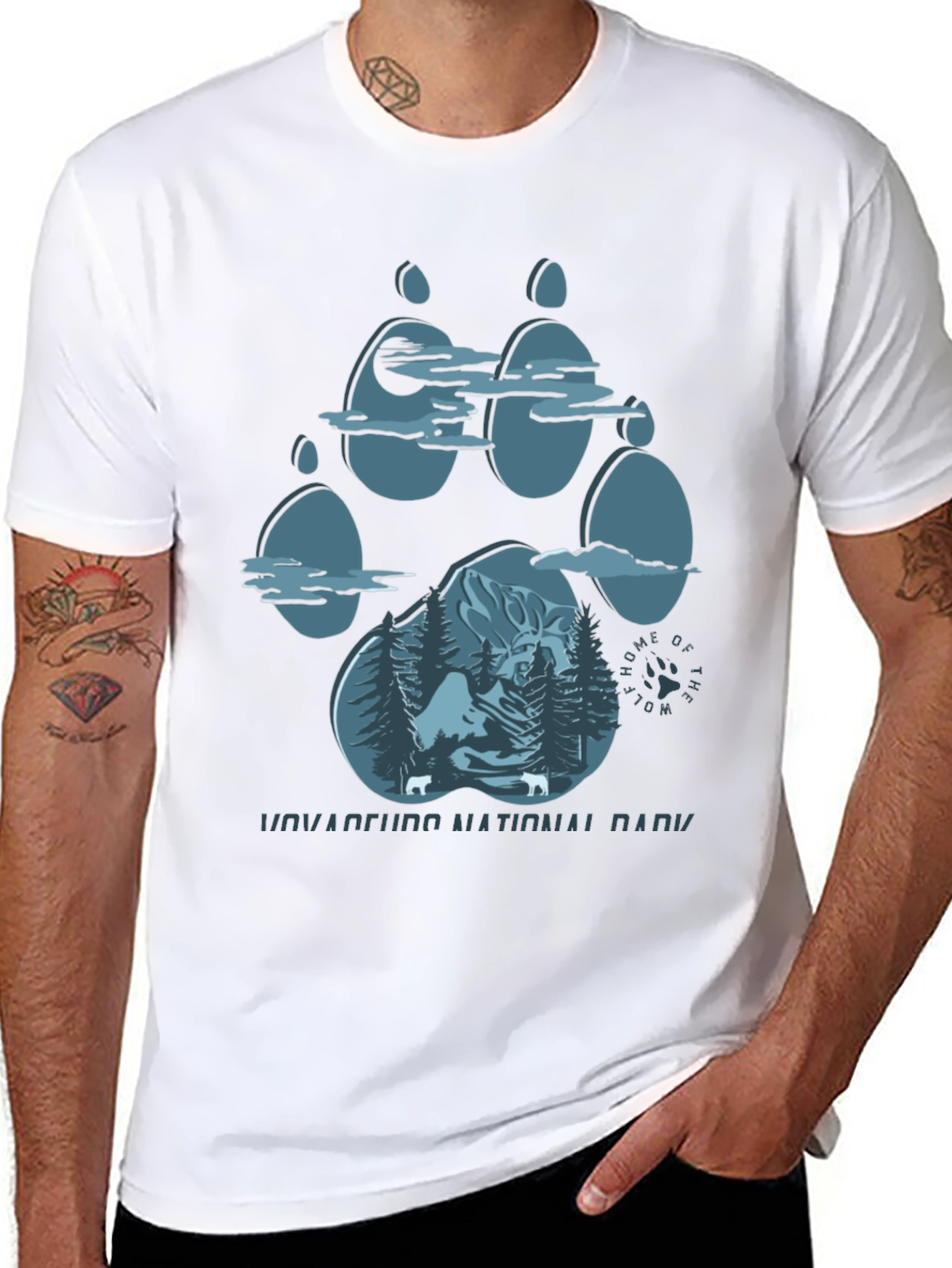 Wolf Paw Print National Park T-Shirt