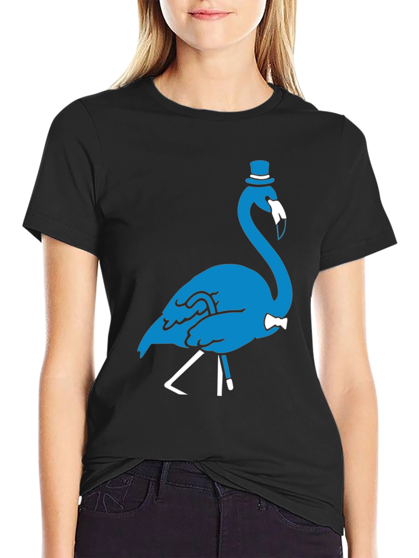 Sophisticated Flamingo Graphic Tee - Black