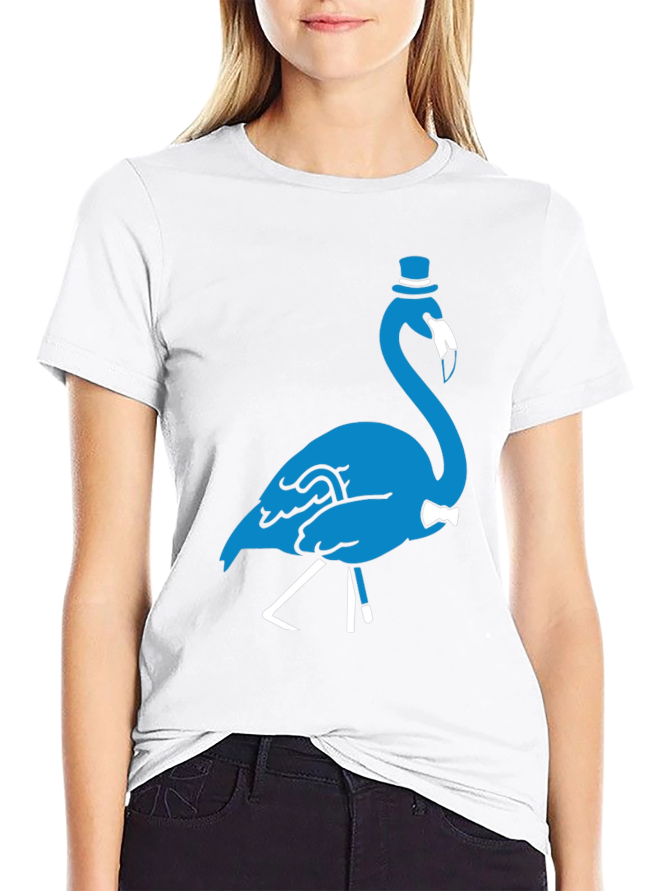 Sophisticated Flamingo Graphic Tee - Black
