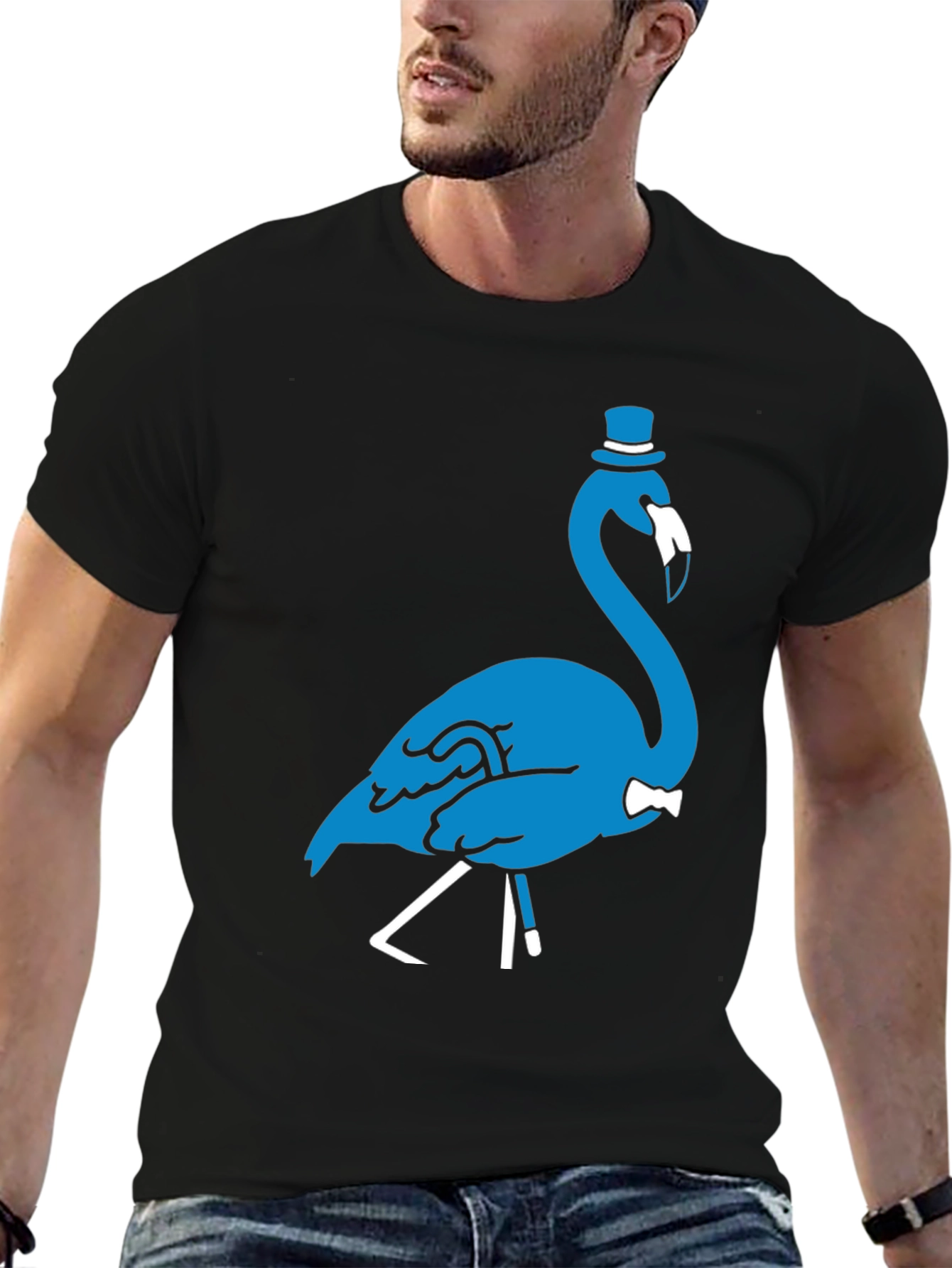 Sophisticated Flamingo Graphic Tee - Black