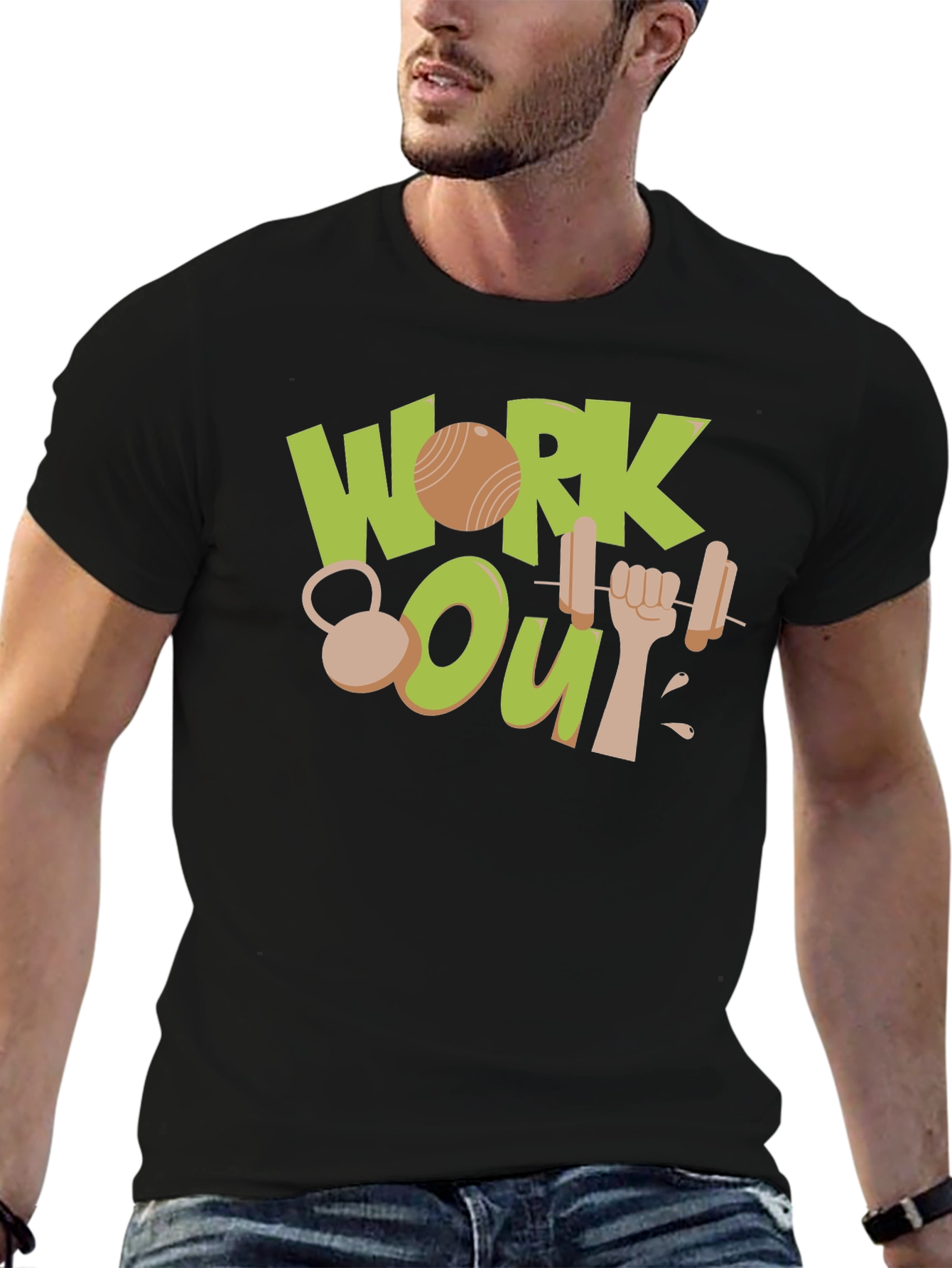 Work Out Graphic Black T-Shirt