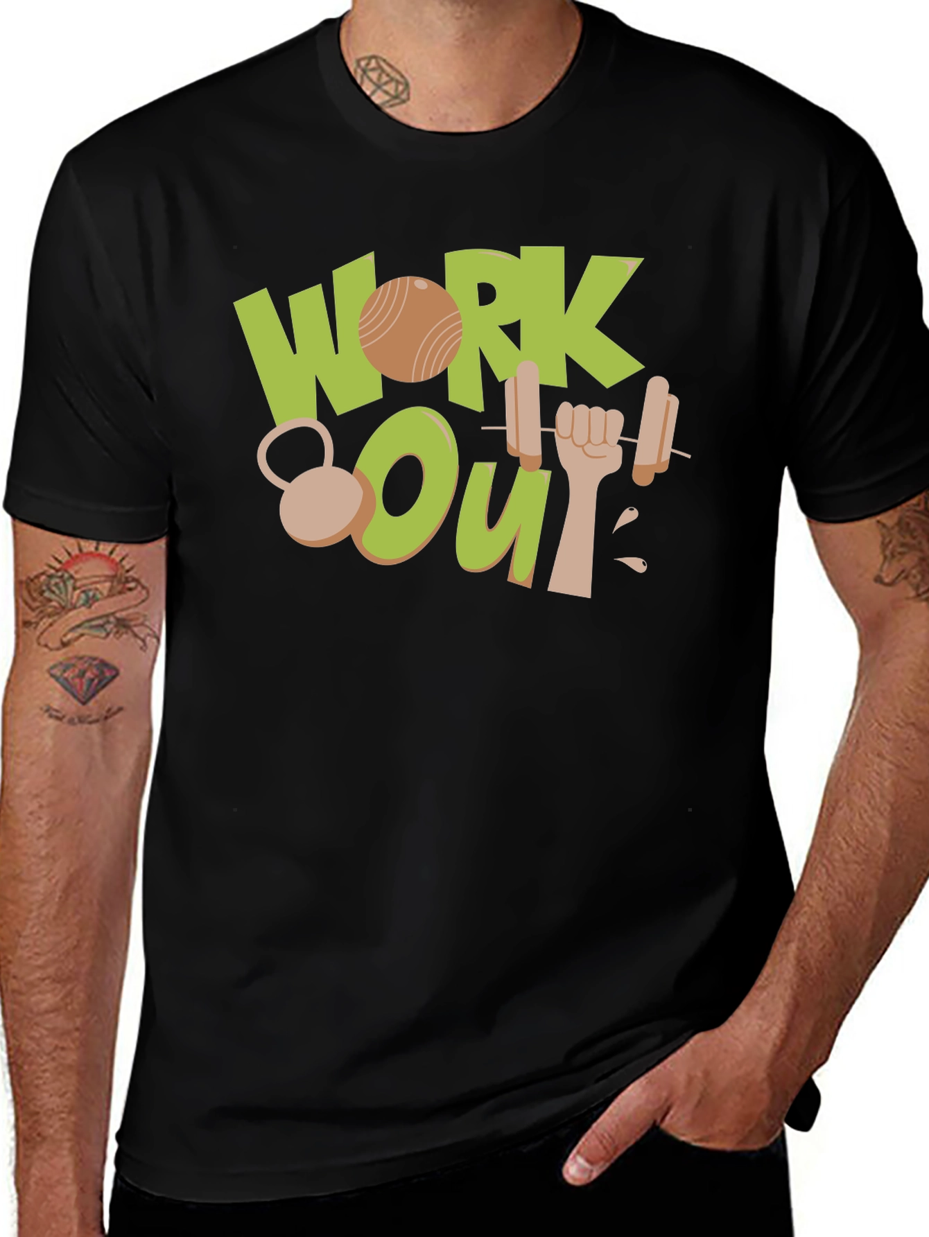 Work Out Graphic Black T-Shirt