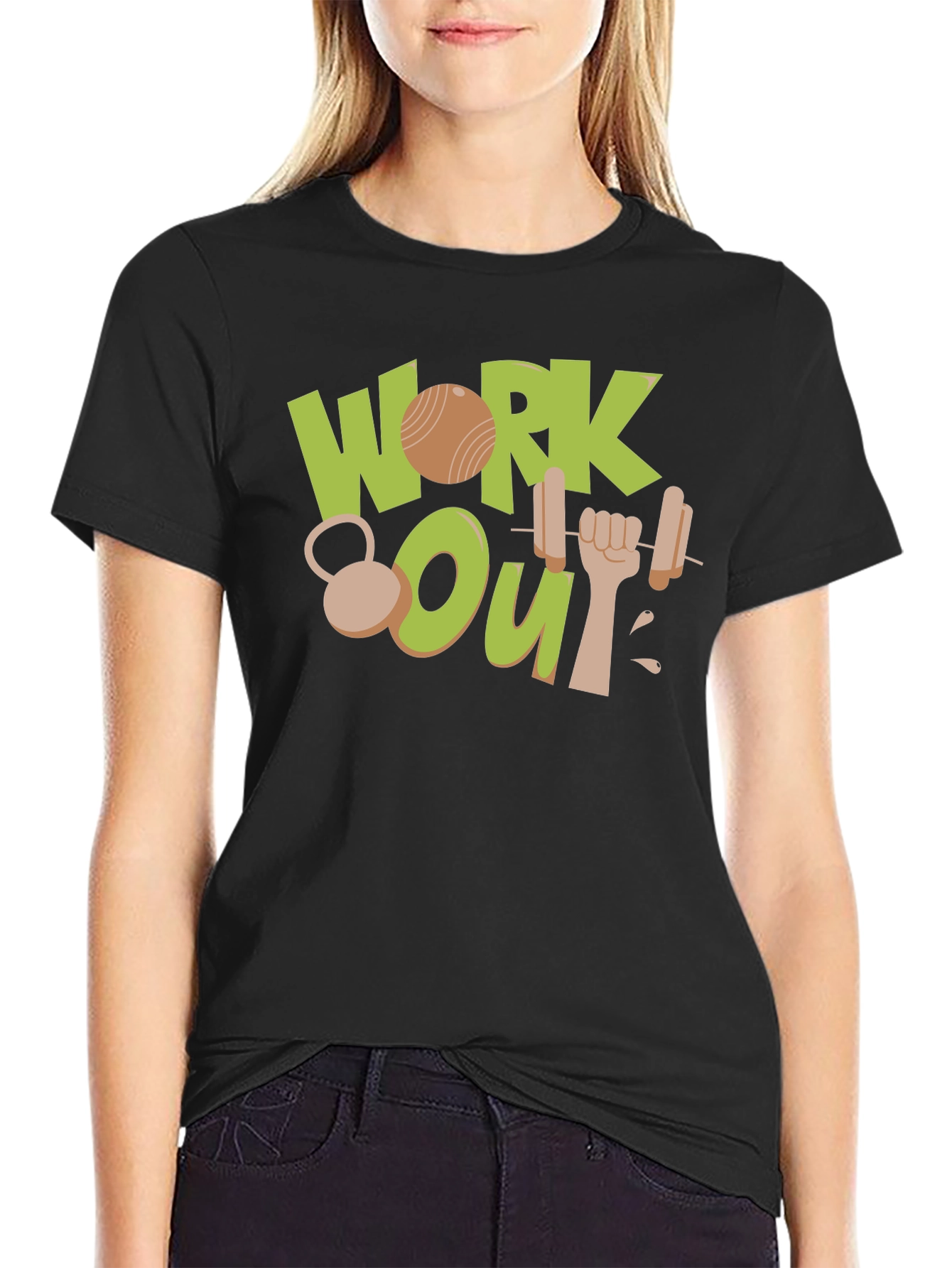 Work Out Graphic Black T-Shirt