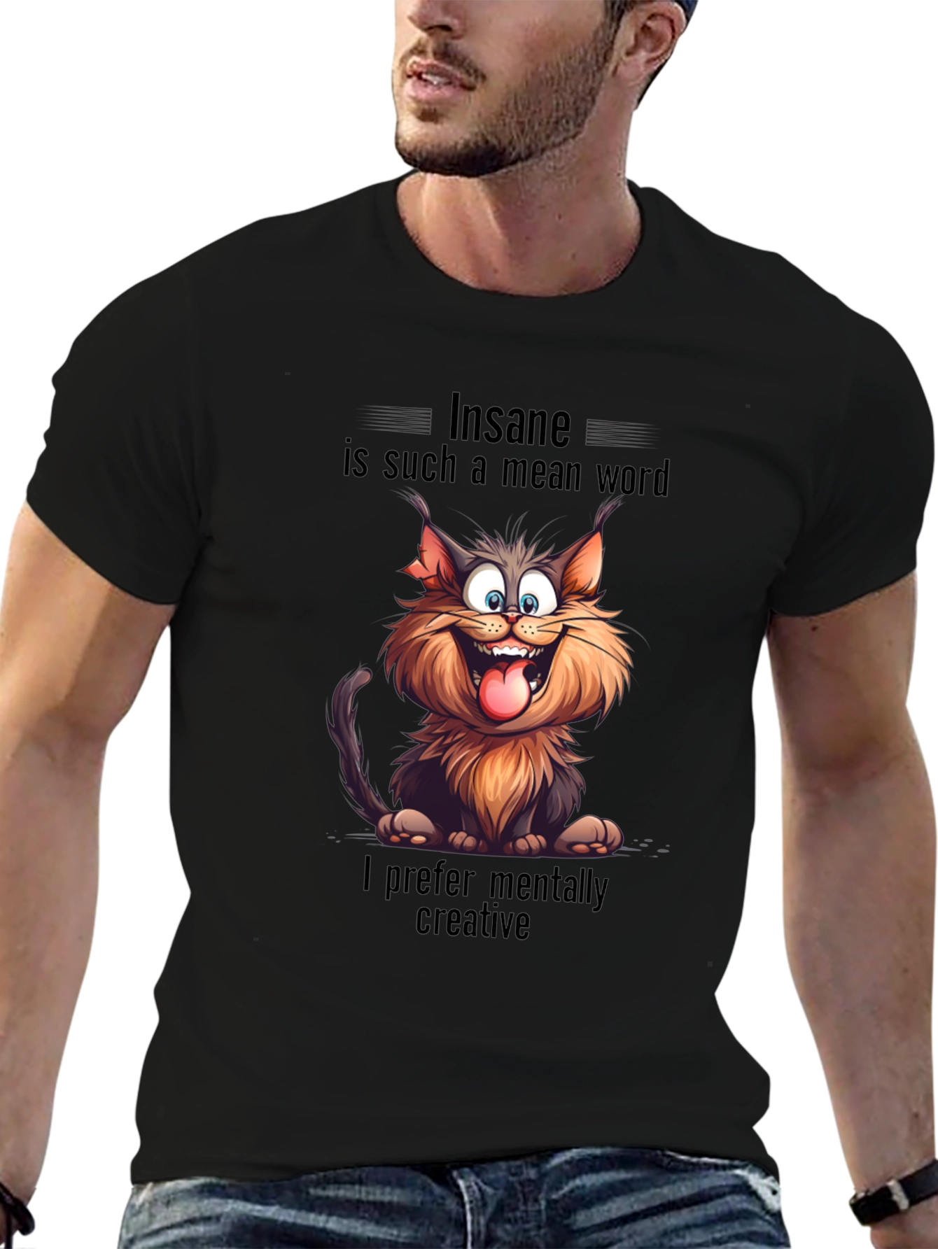 Insane Cat Graphic Tee - Creative & Unique