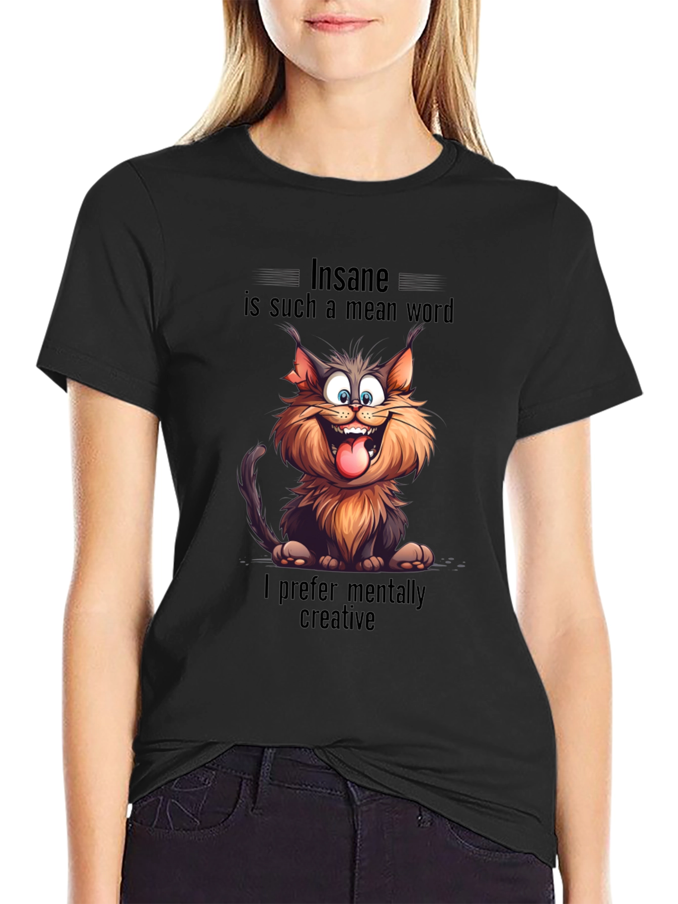 Insane Cat Graphic Tee - Creative & Unique