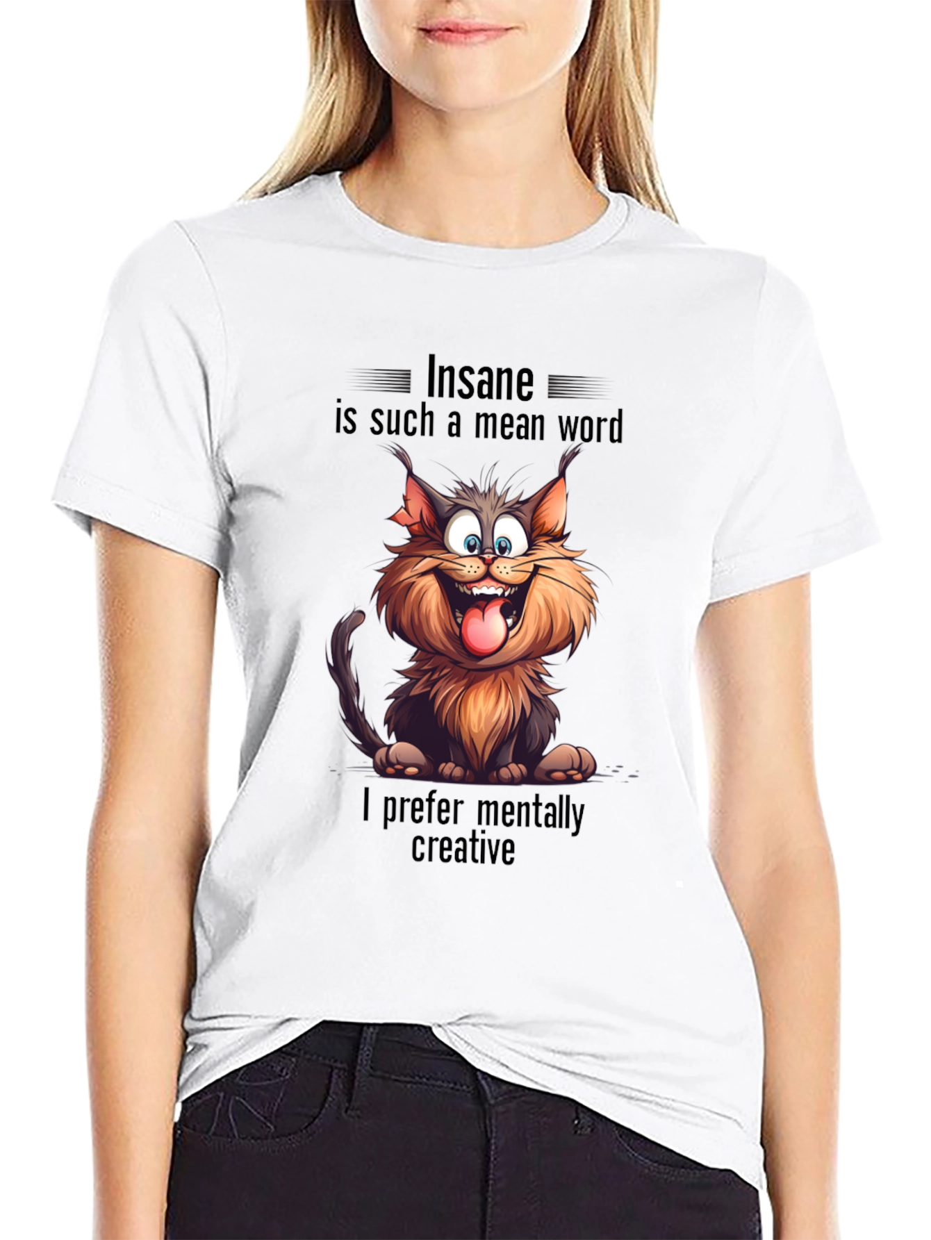 Insane Cat Graphic Tee - Creative & Unique