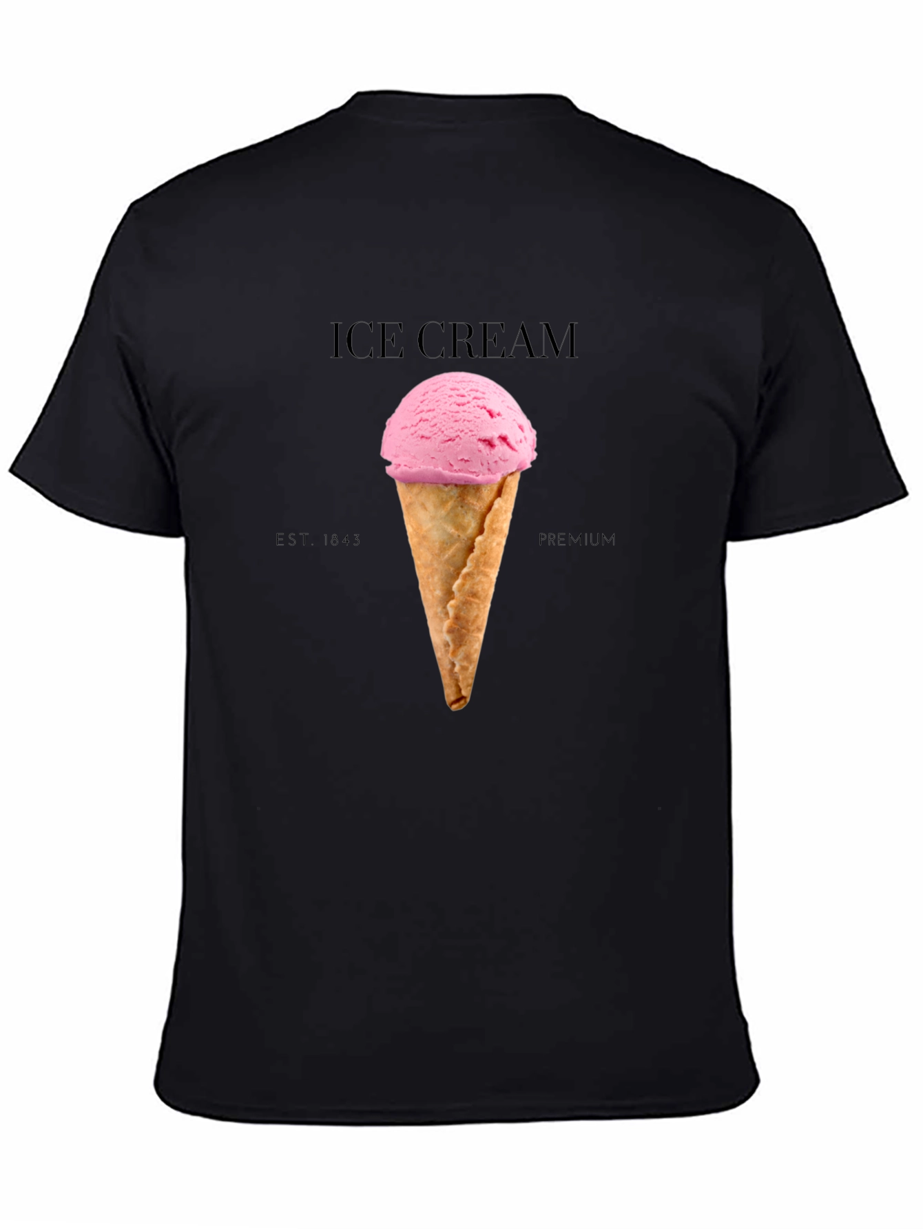 Ice Cream Graphic Tee - Black Cotton Blend T-Shirt