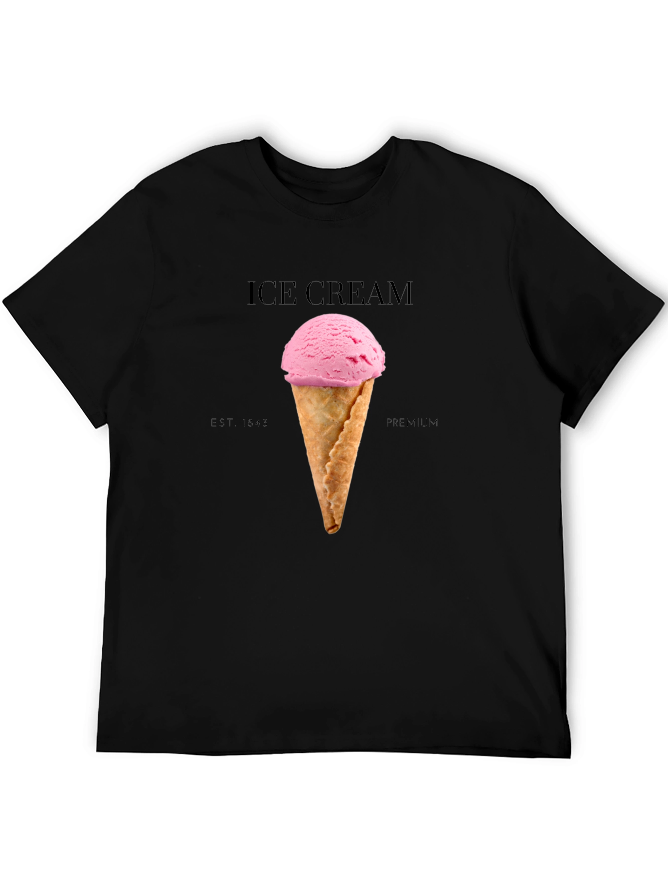 Ice Cream Graphic Tee - Black Cotton Blend T-Shirt