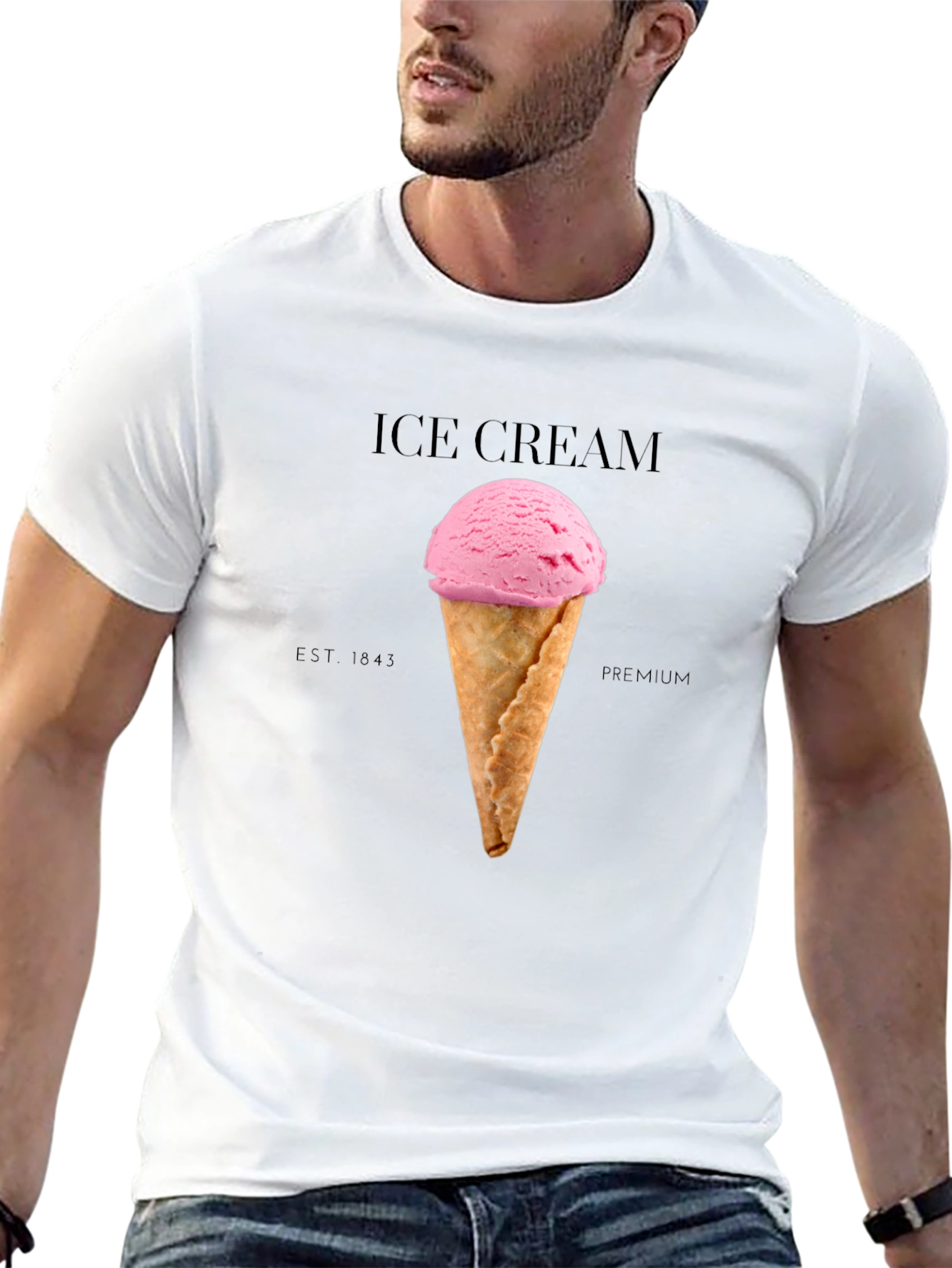 Ice Cream Graphic Tee - Black Cotton Blend T-Shirt