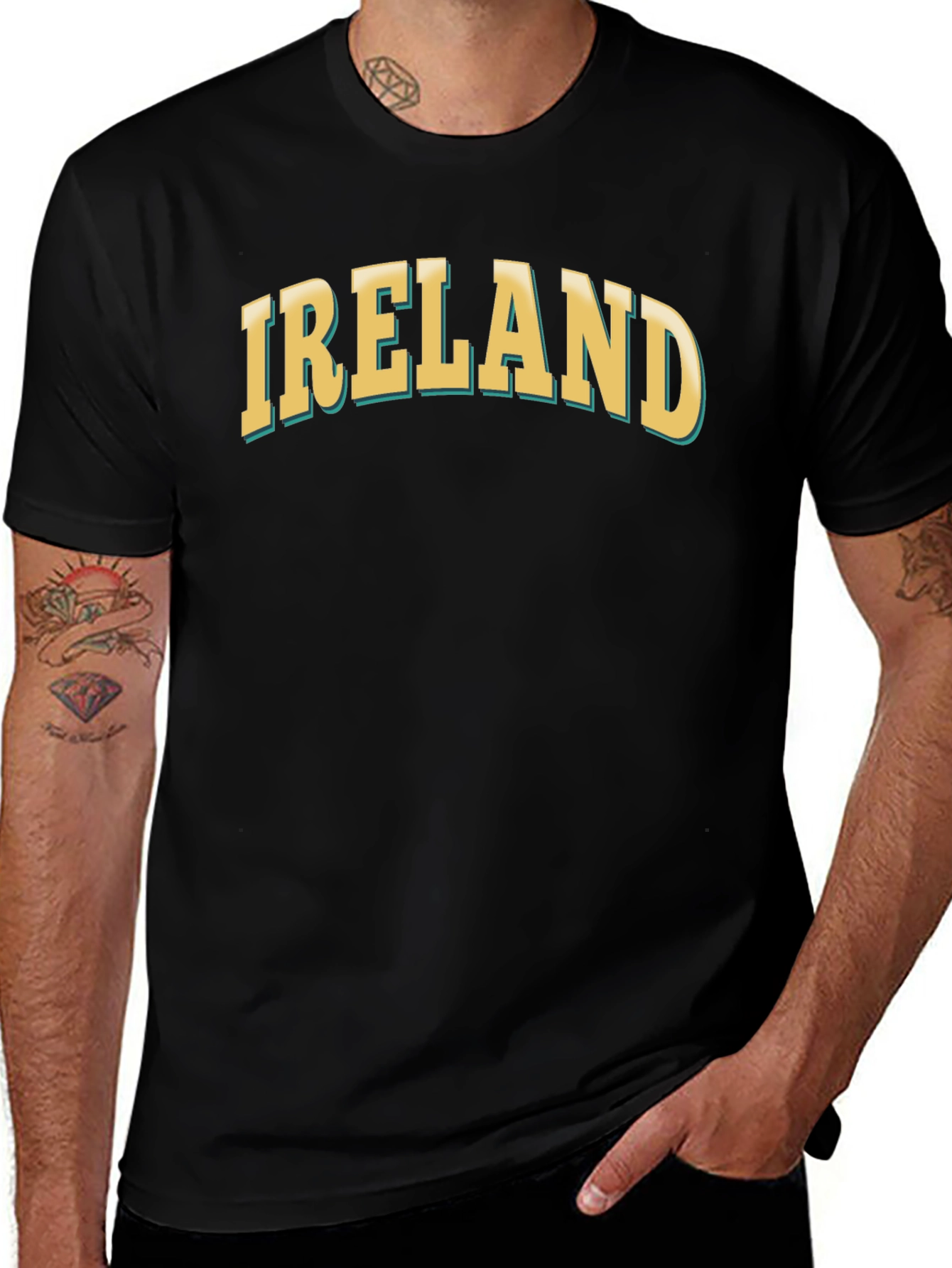 Ireland Graphic Tee - Black Cotton T-Shirt