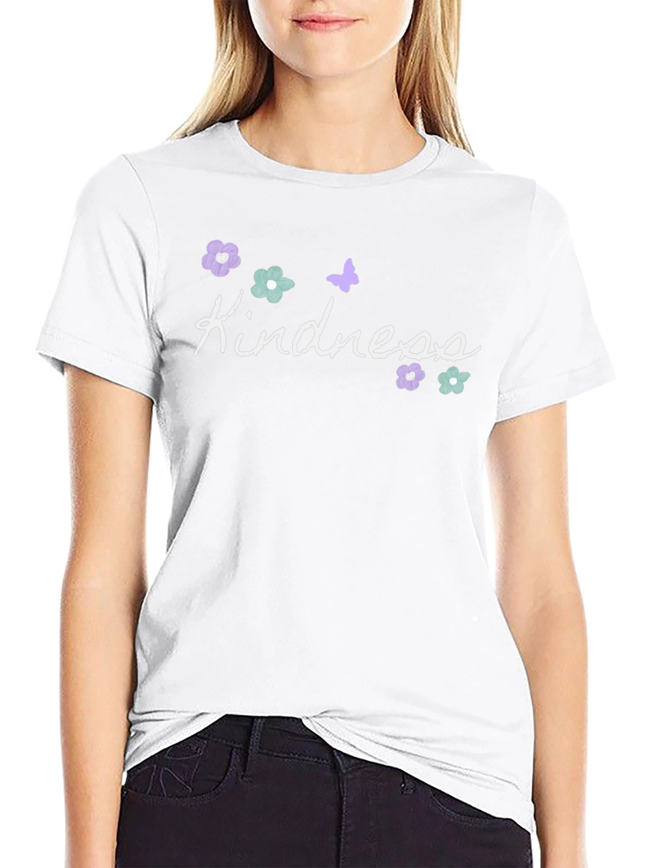 Kindness Graphic Tee - Floral Butterfly Design