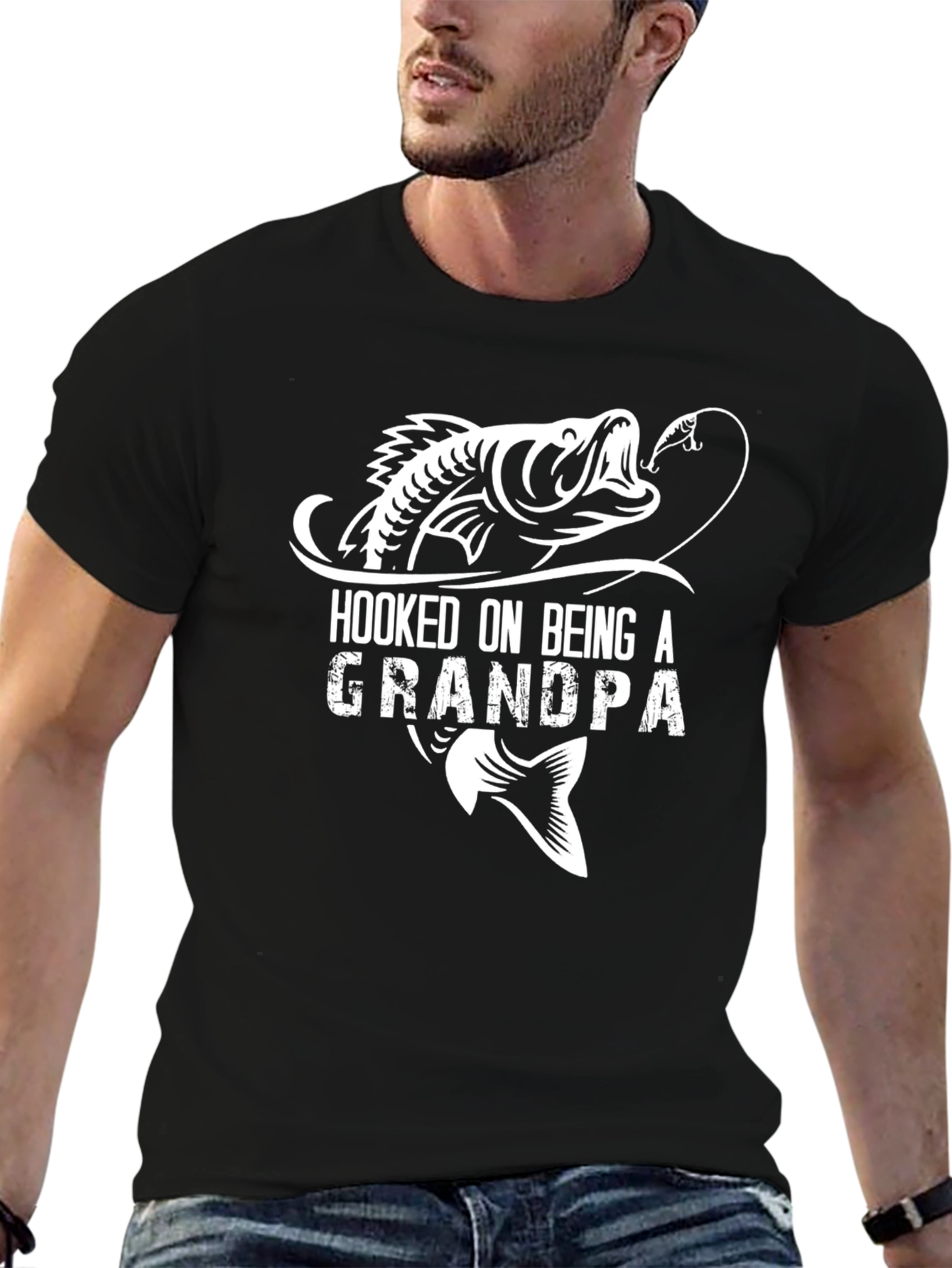 Hooked on Being a Grandpa Fishing T-Shirt