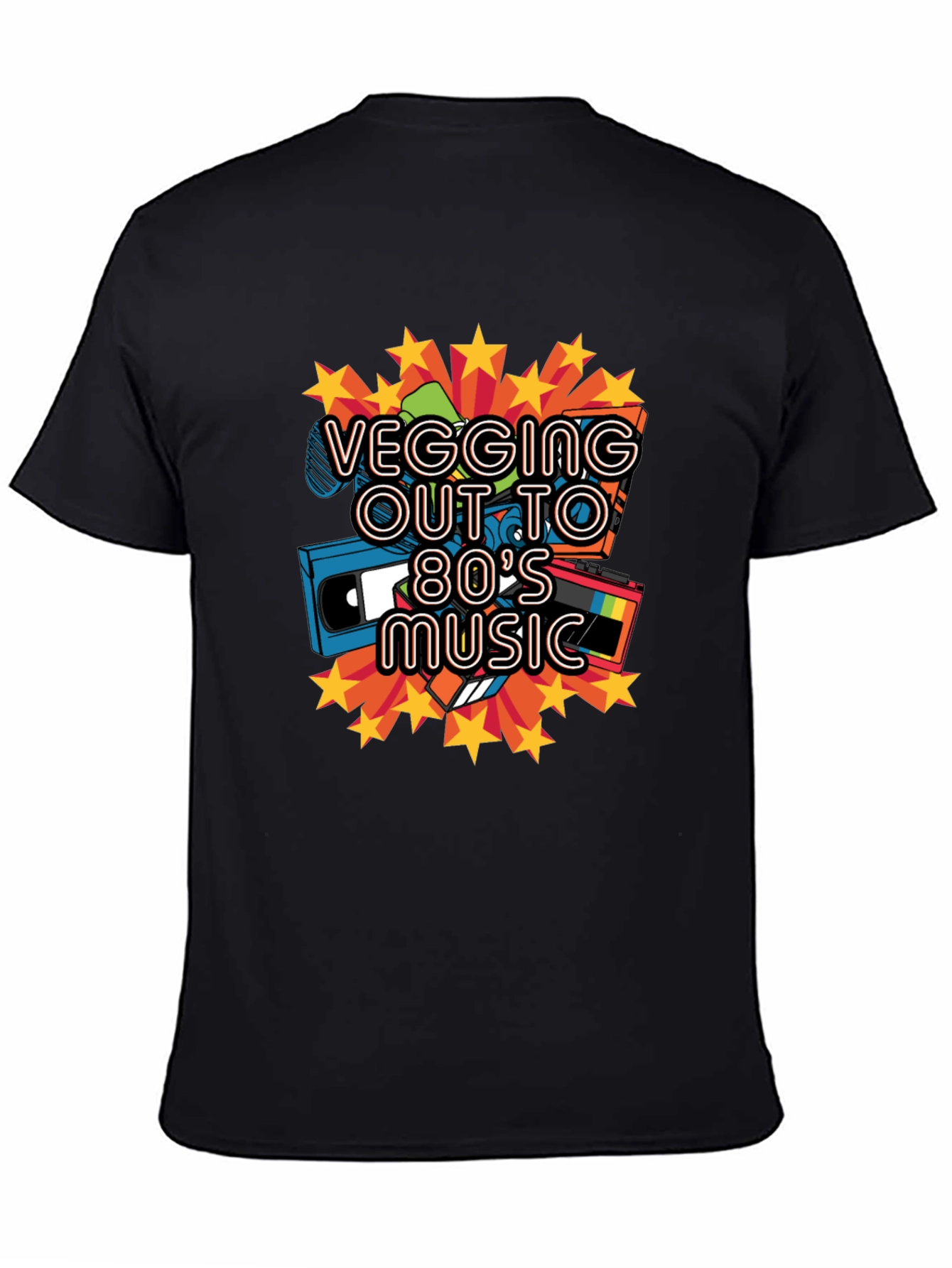 Retro 80s Music Graphic Tee - Vegging Out T-Shirt