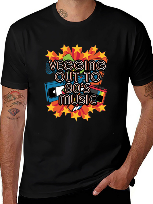 Retro 80s Music Graphic Tee - Vegging Out T-Shirt