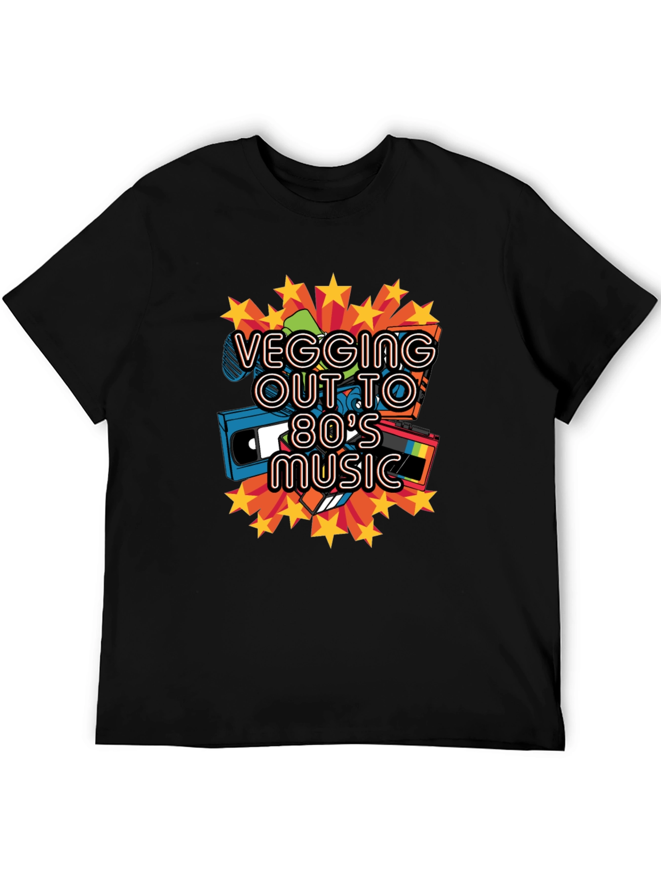 Retro 80s Music Graphic Tee - Vegging Out T-Shirt