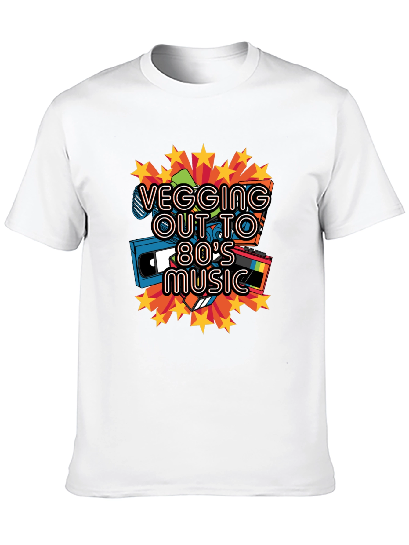Retro 80s Music Graphic Tee - Vegging Out T-Shirt