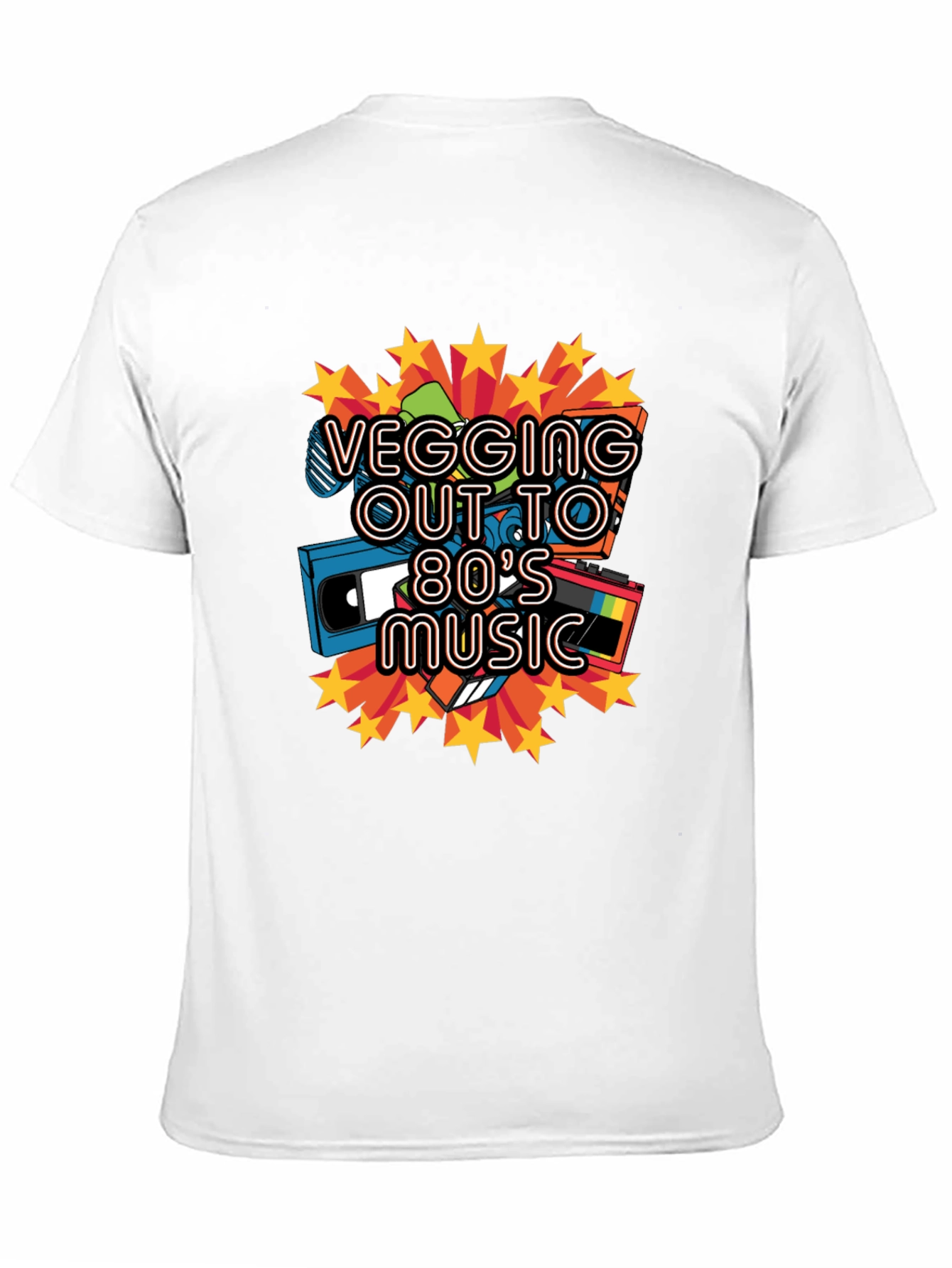 Retro 80s Music Graphic Tee - Vegging Out T-Shirt