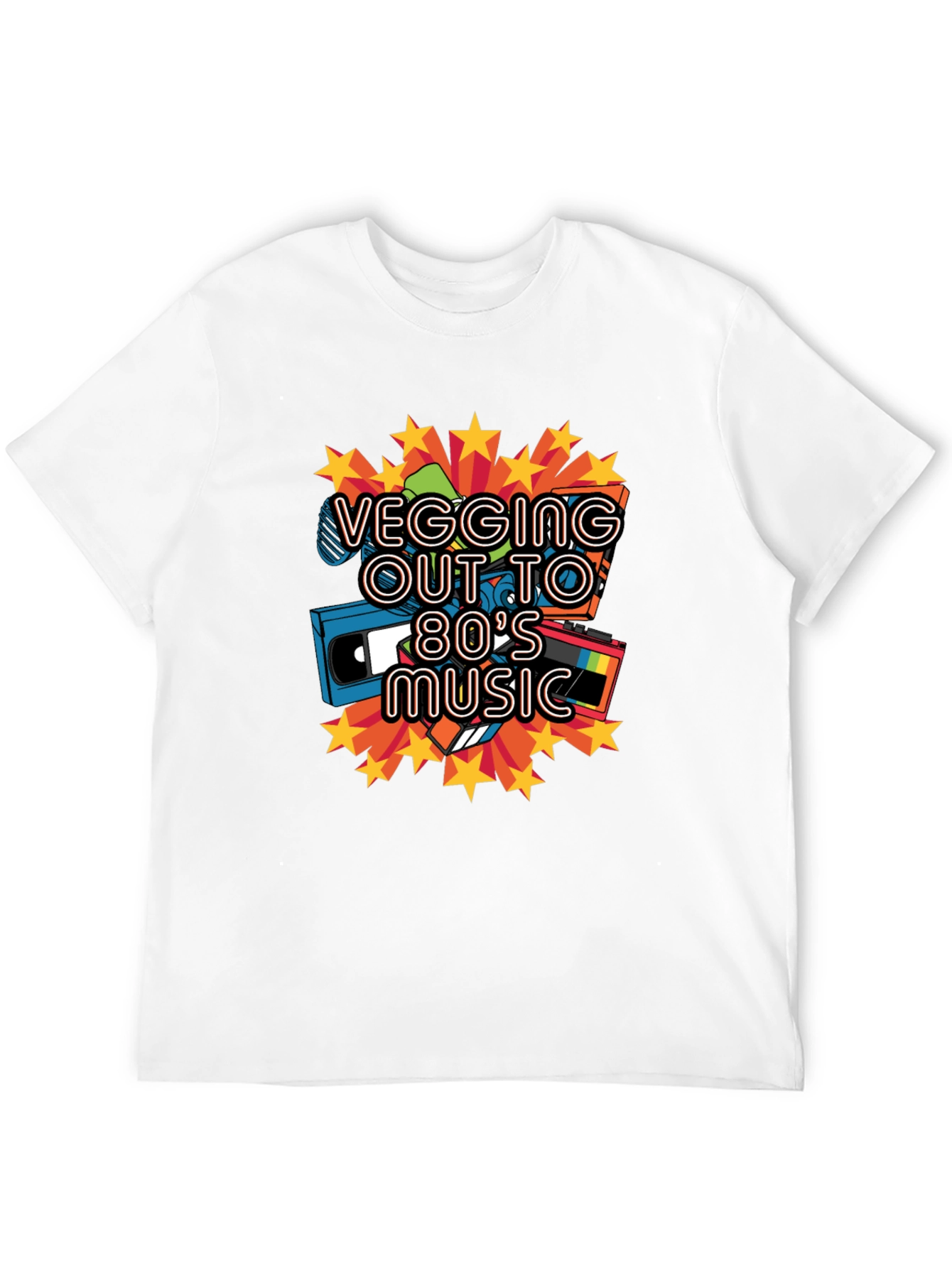 Retro 80s Music Graphic Tee - Vegging Out T-Shirt