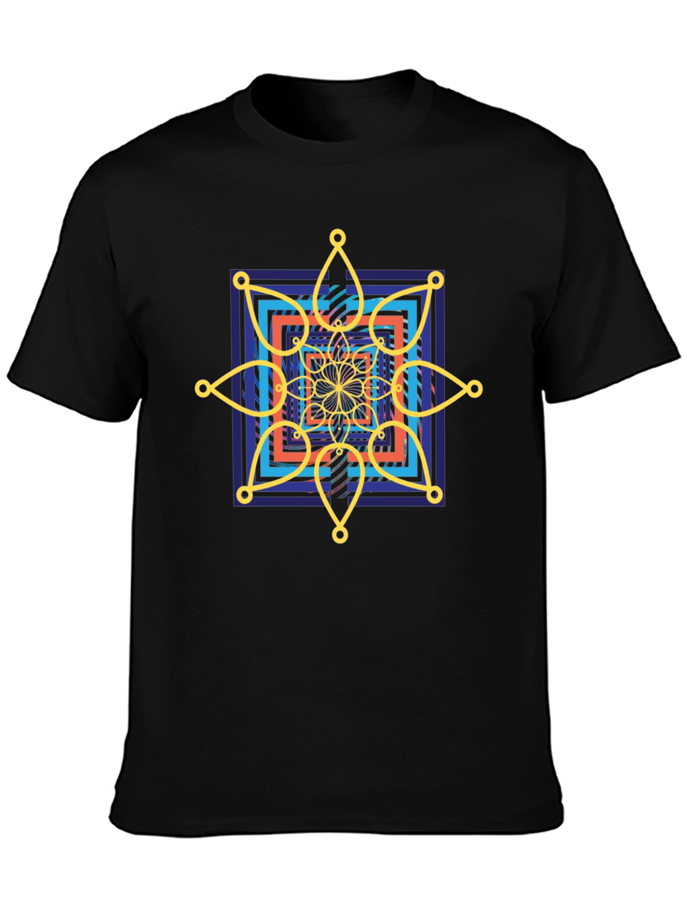 Geometric Mandala Graphic Tee - Stylish Mens Black T-Shirt
