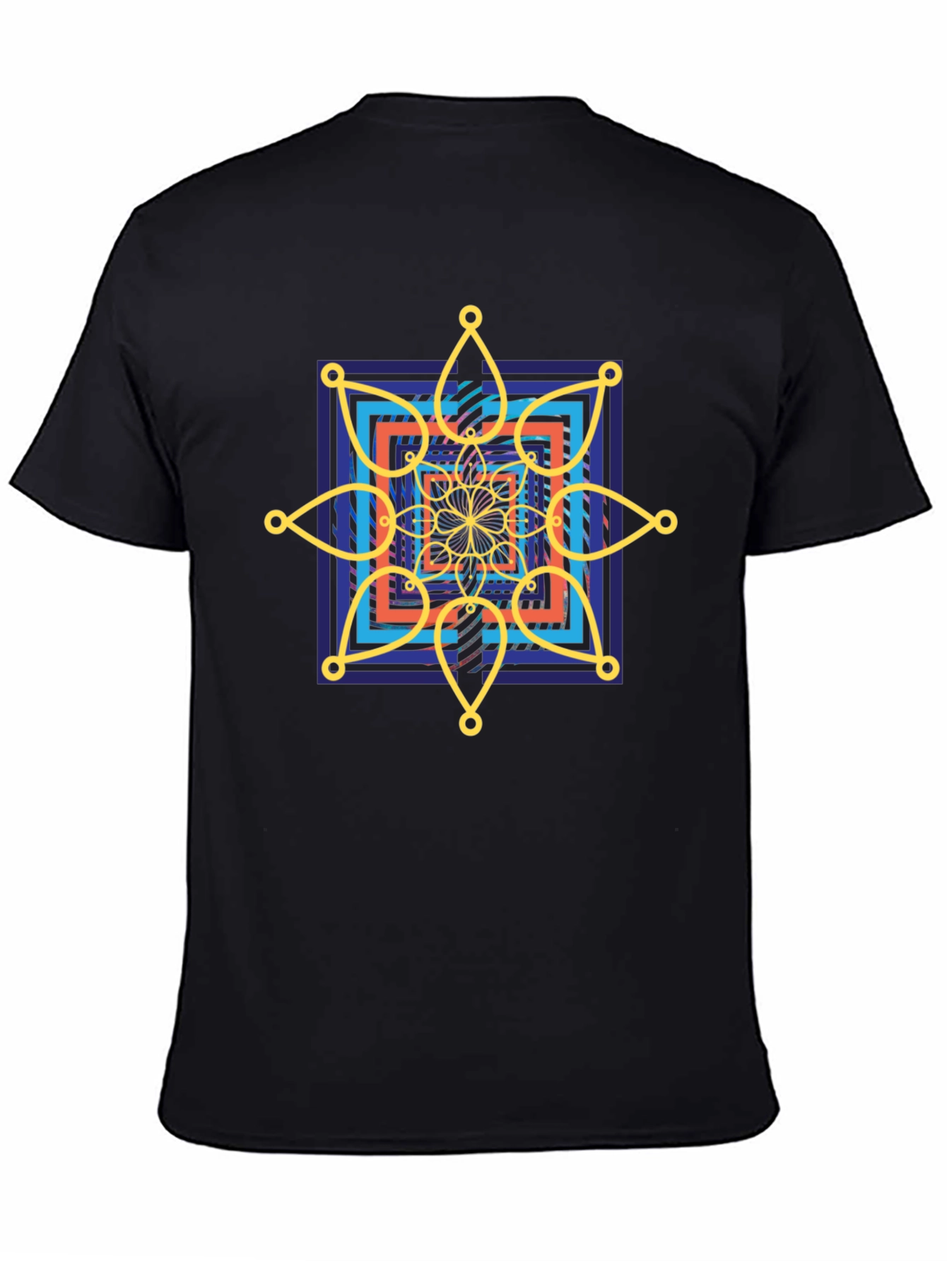 Geometric Mandala Graphic Tee - Stylish Mens Black T-Shirt
