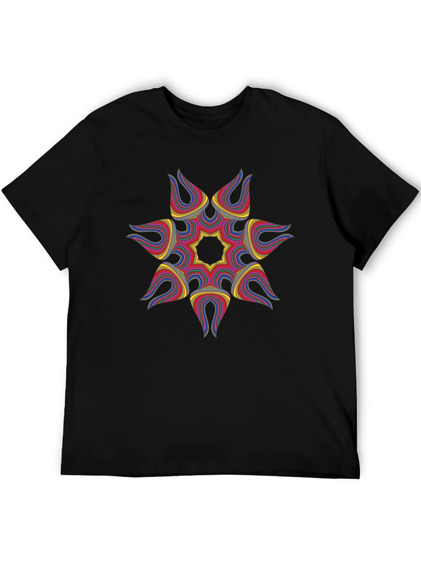 Geometric Starburst Graphic Black T-Shirt