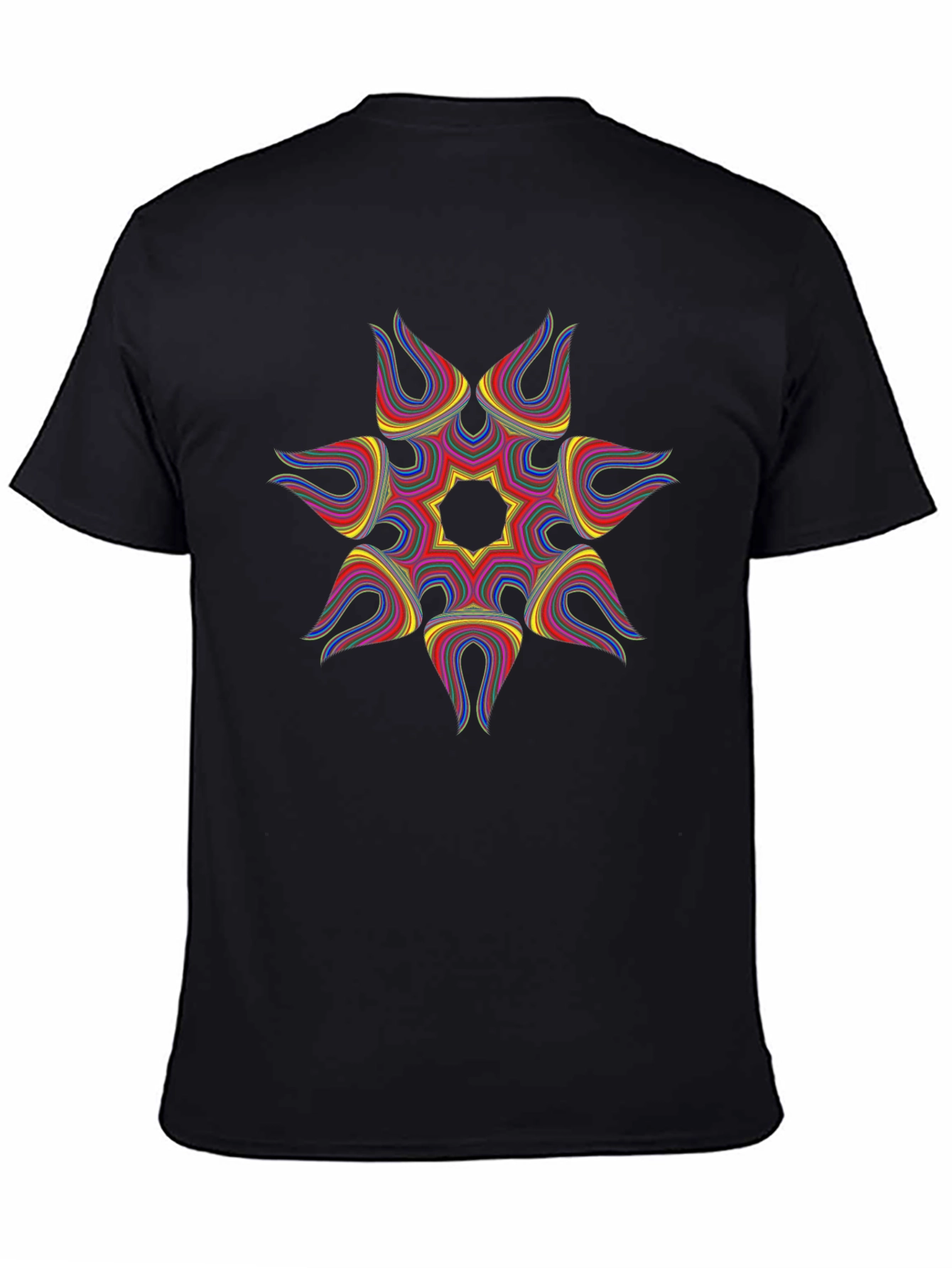Geometric Starburst Graphic Black T-Shirt
