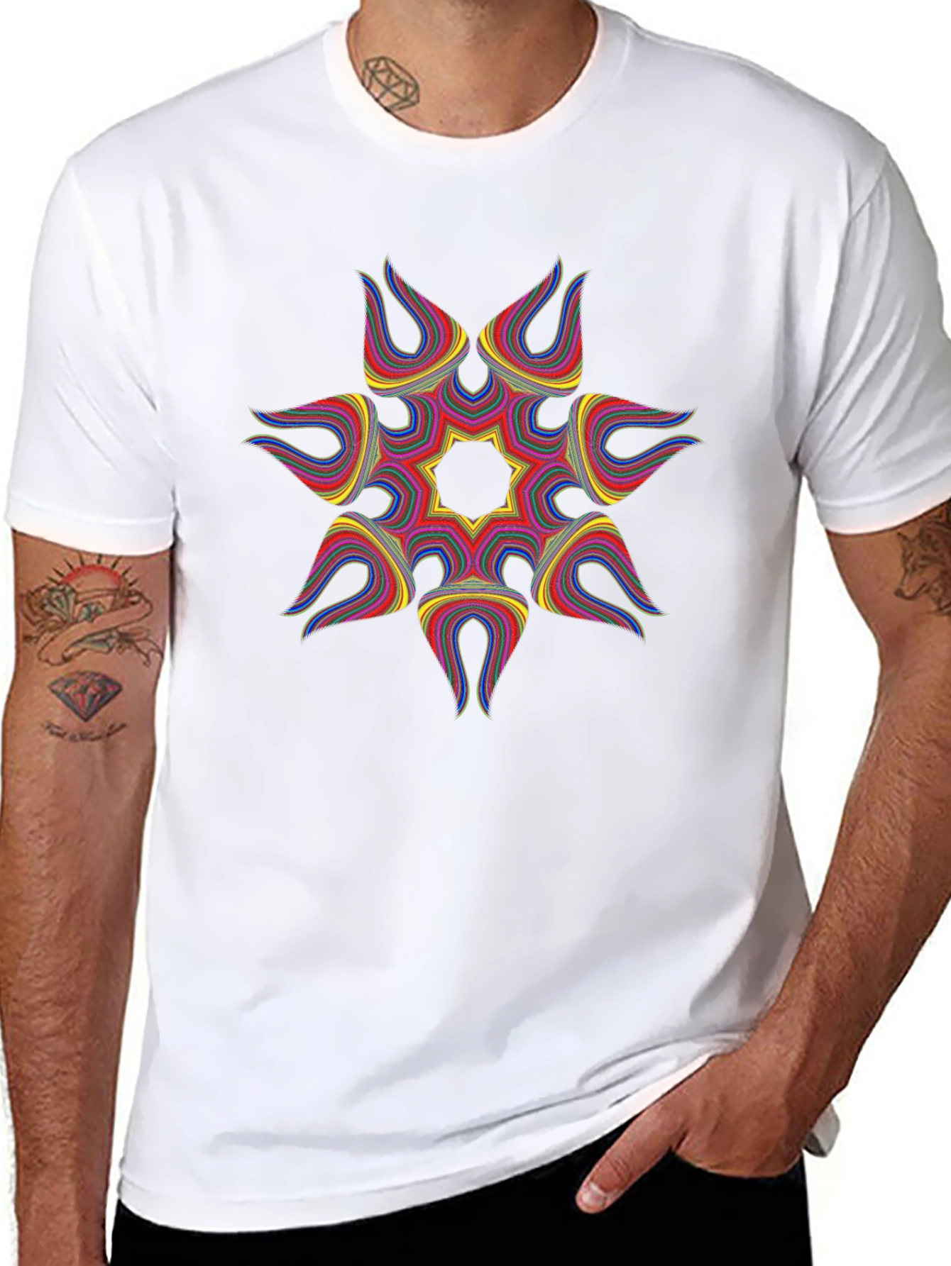 Geometric Starburst Graphic Black T-Shirt