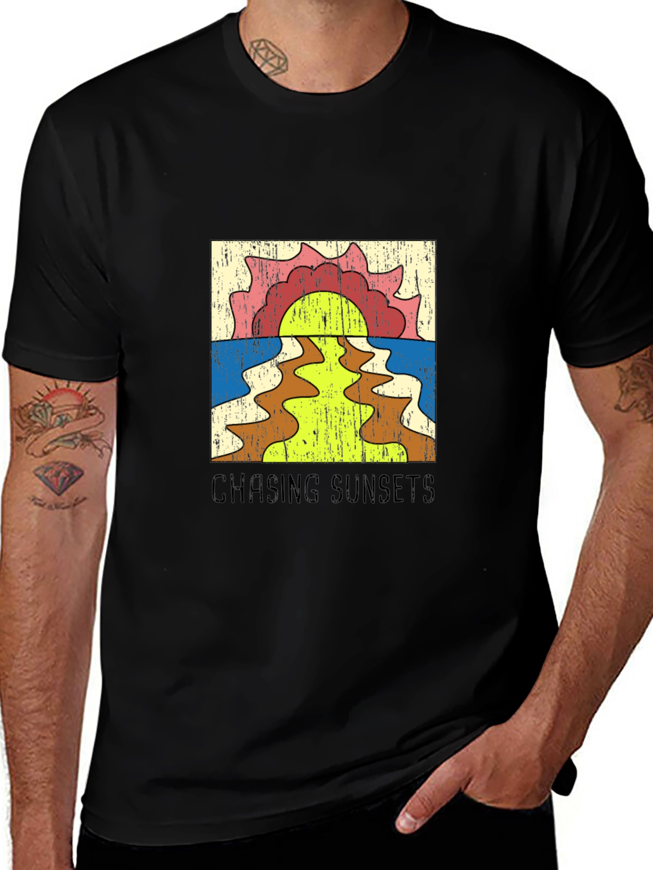 Retro Chasing Sunsets Graphic Tee