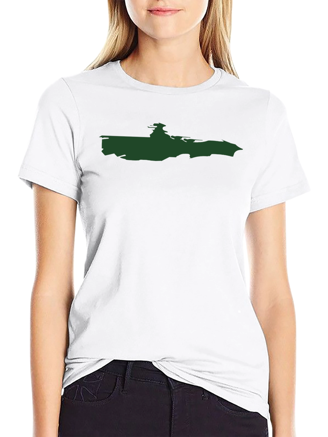 Black T-Shirt with Green Graphic Print