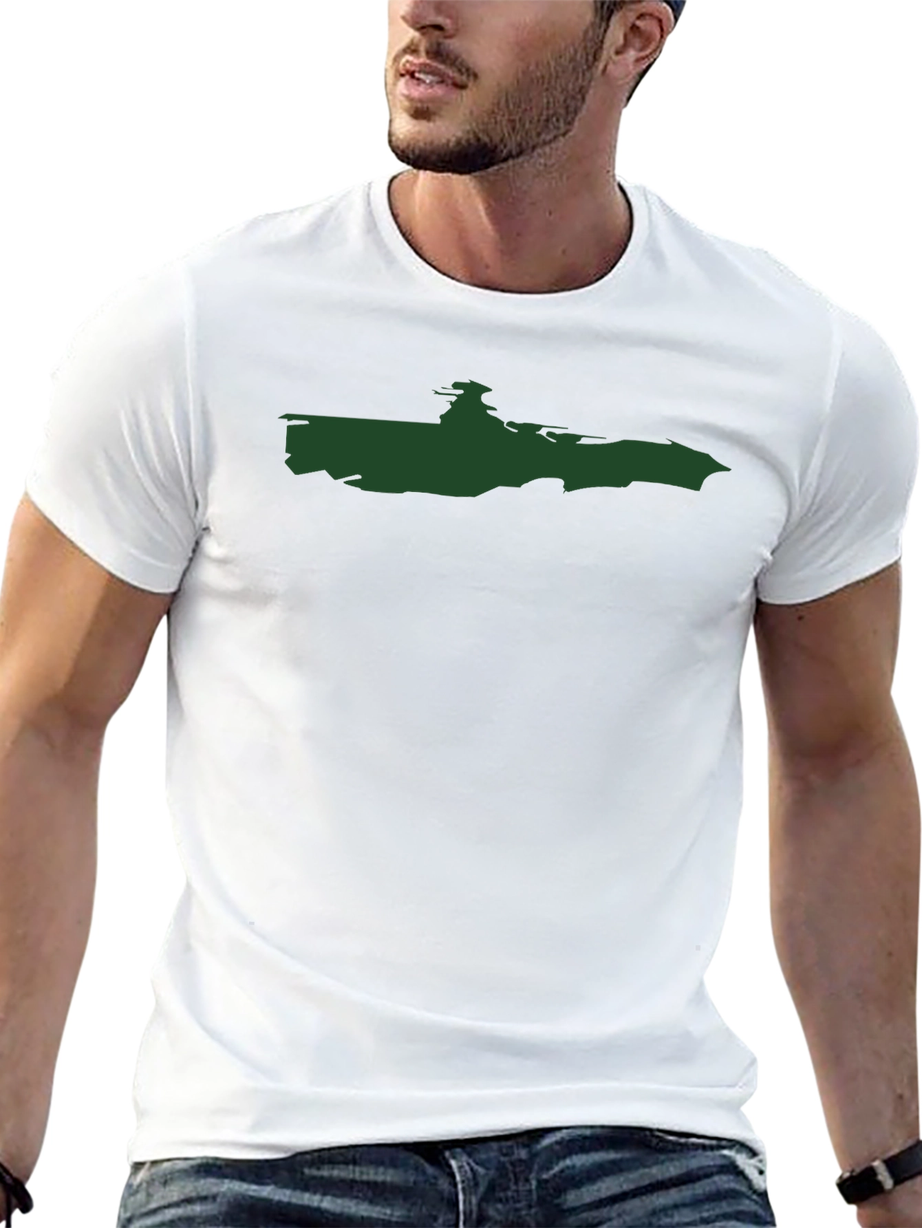 Black T-Shirt with Green Graphic Print