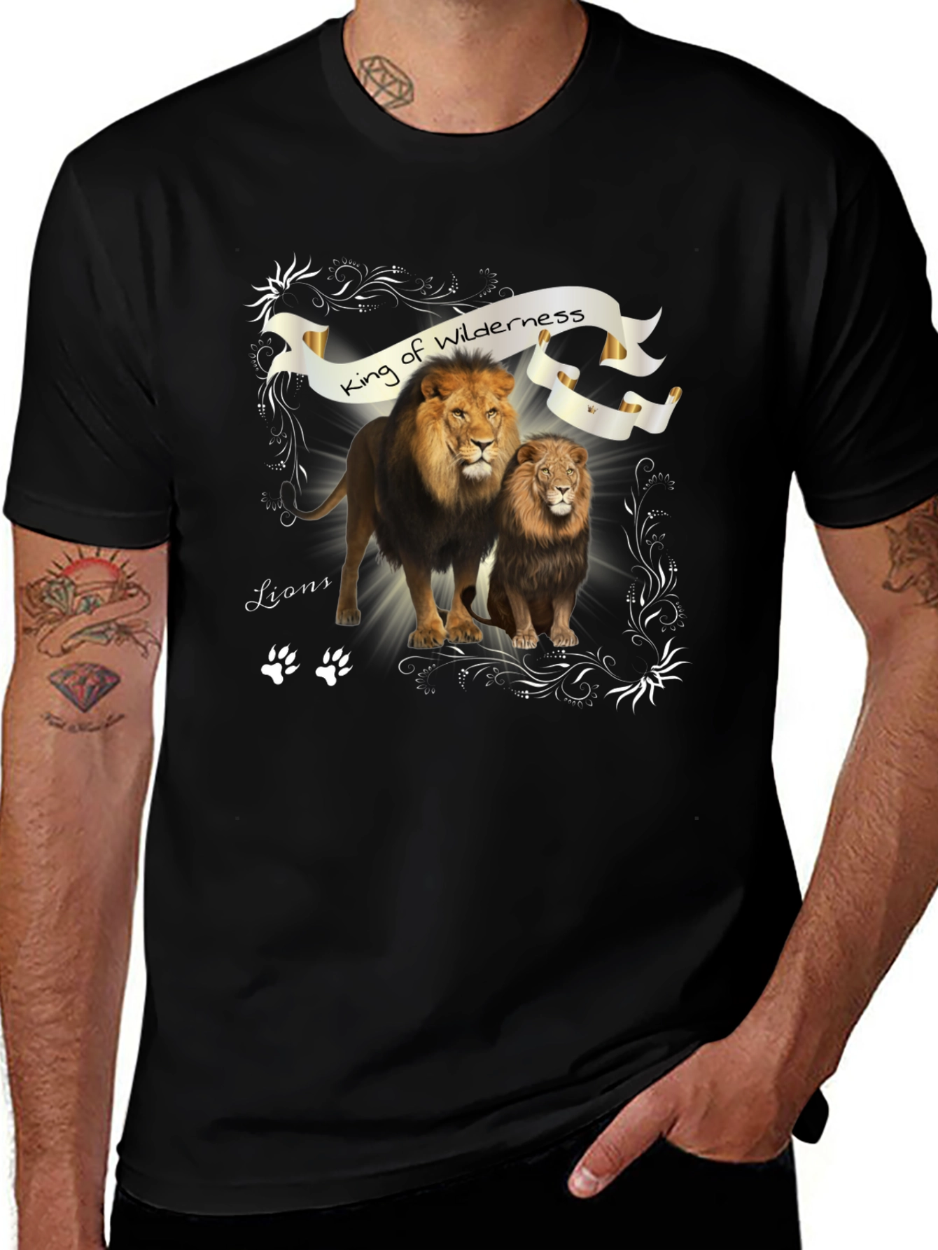 King of Wilderness Lions Black T-Shirt