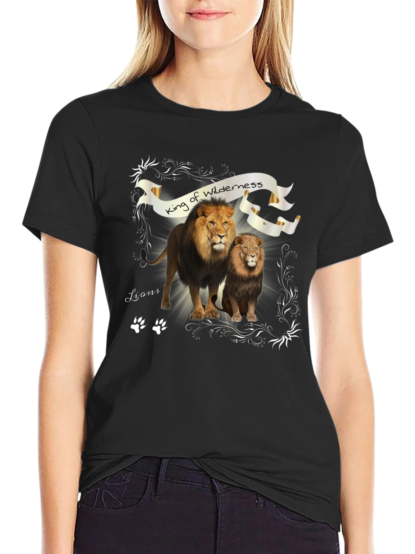King of Wilderness Lions Black T-Shirt