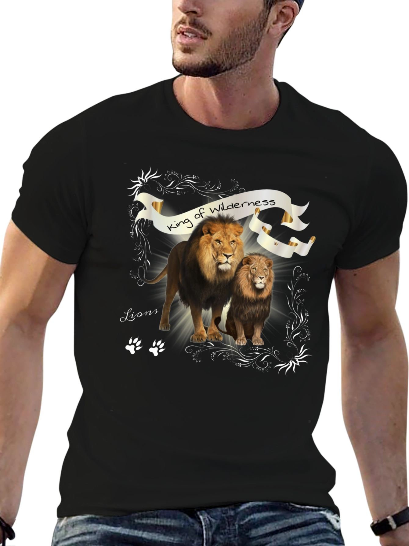 King of Wilderness Lions Black T-Shirt