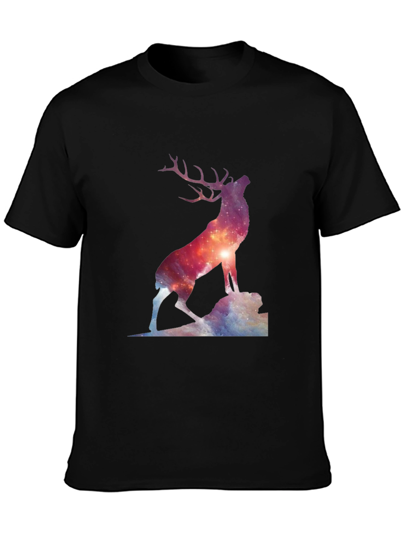 Galaxy Deer Graphic T-Shirt - Unisex Black Tee