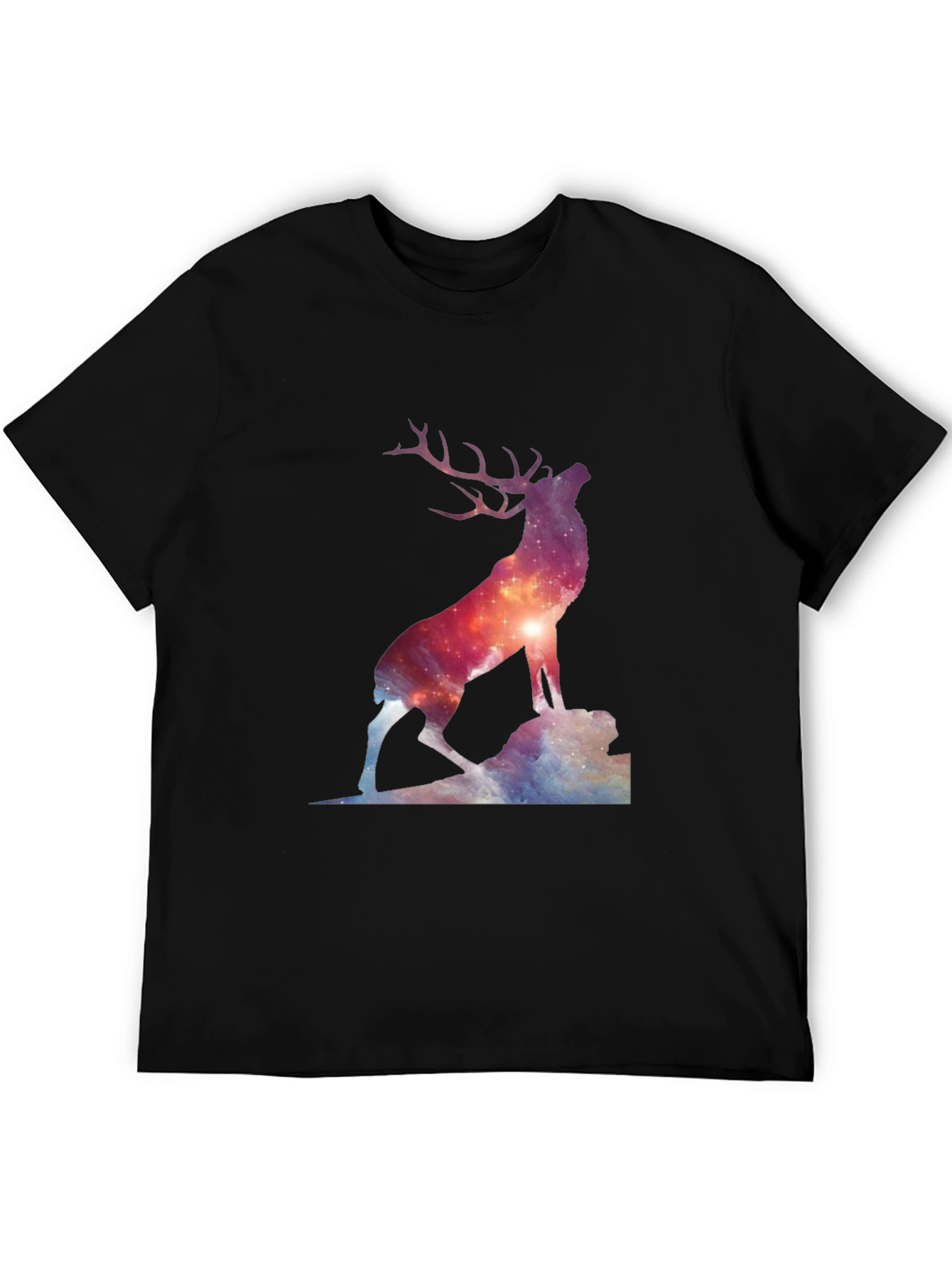 Galaxy Deer Graphic T-Shirt - Unisex Black Tee