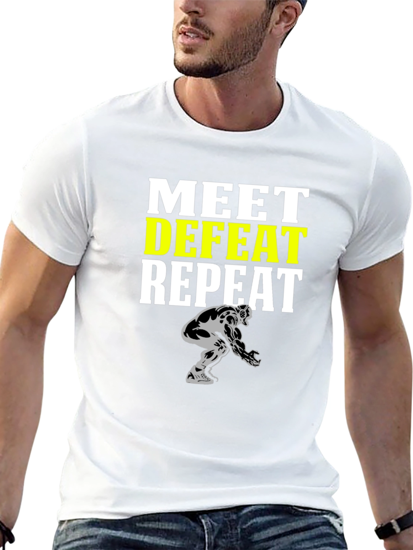 Meet Defeat Repeat Graphic T-Shirt