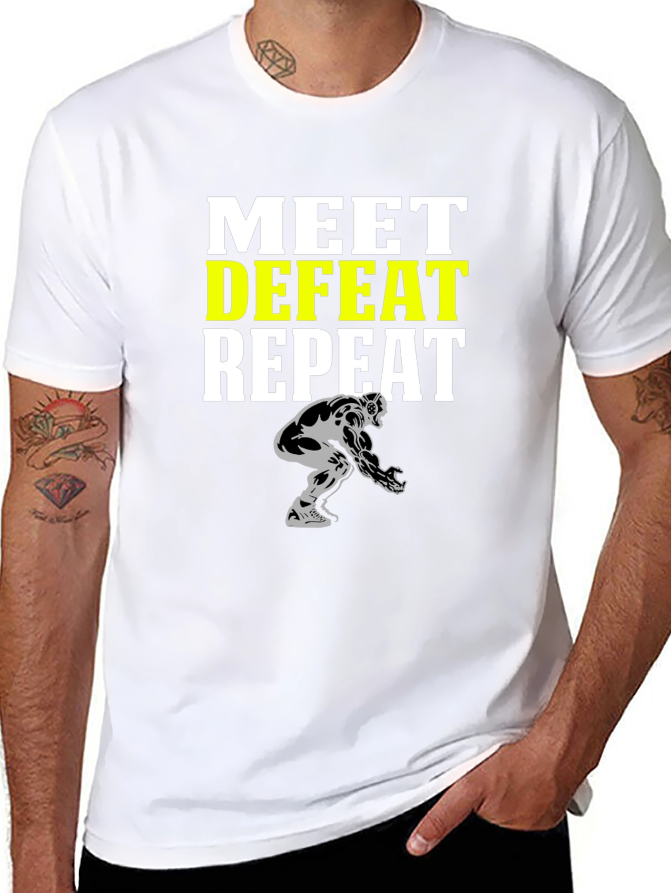Meet Defeat Repeat Graphic T-Shirt