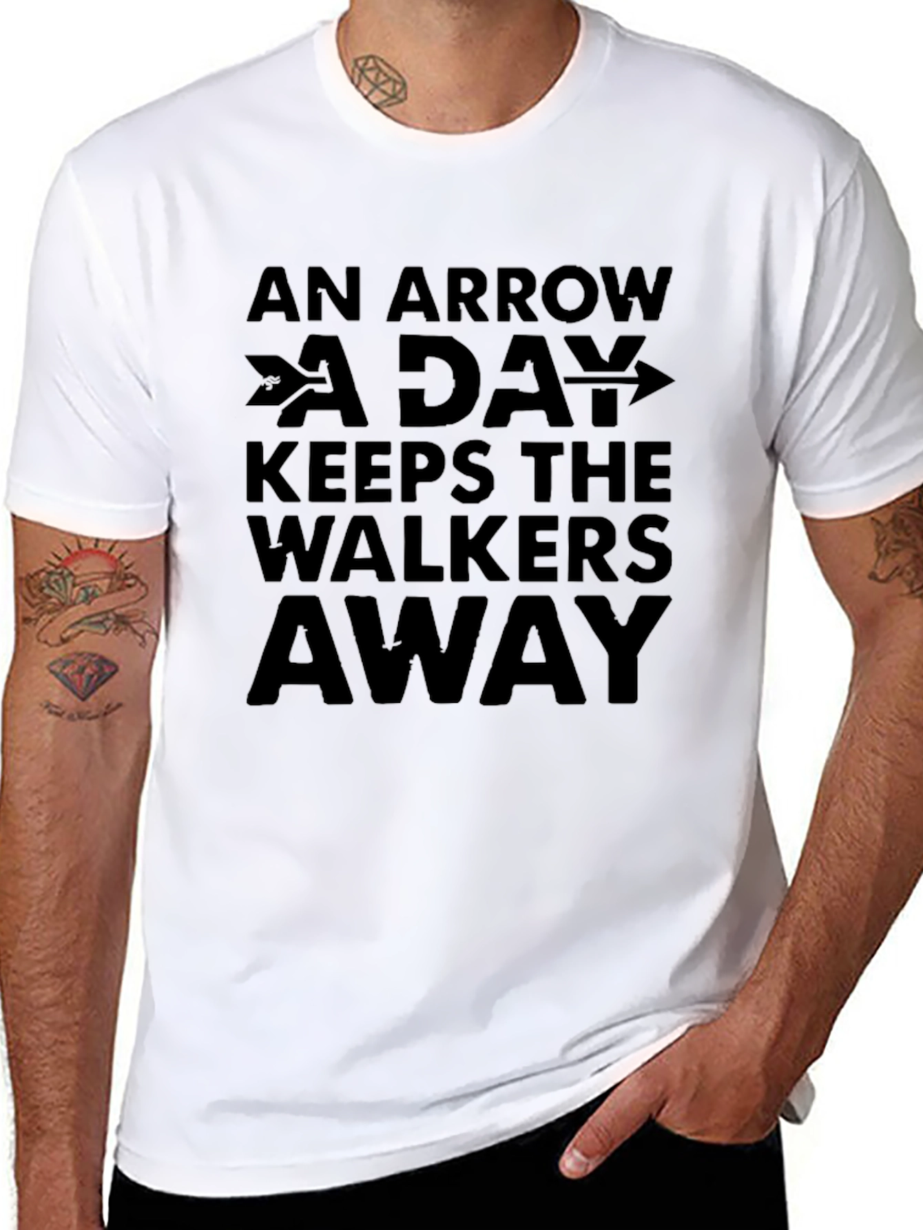Arrow A Day Keeps Walkers Away Mens Black T-Shirt