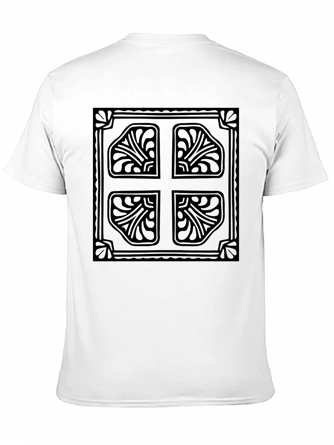 Elegant Black T-Shirt with Ornate Cross Design